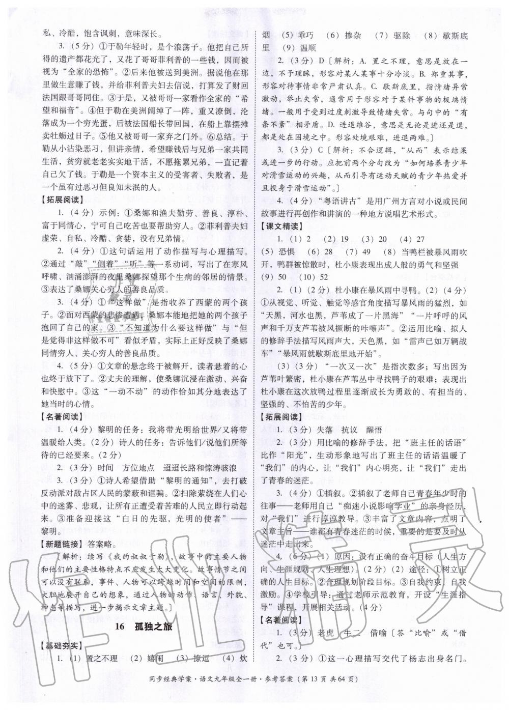 2020年同步經(jīng)典學(xué)案九年級語文全一冊人教版 第13頁