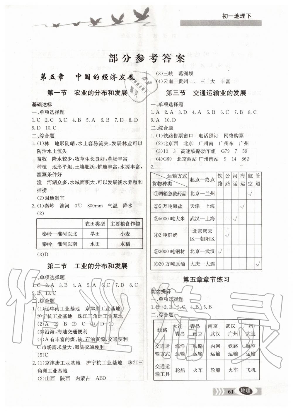 2020年同步檢測三級跳初一地理下冊中圖版 第1頁