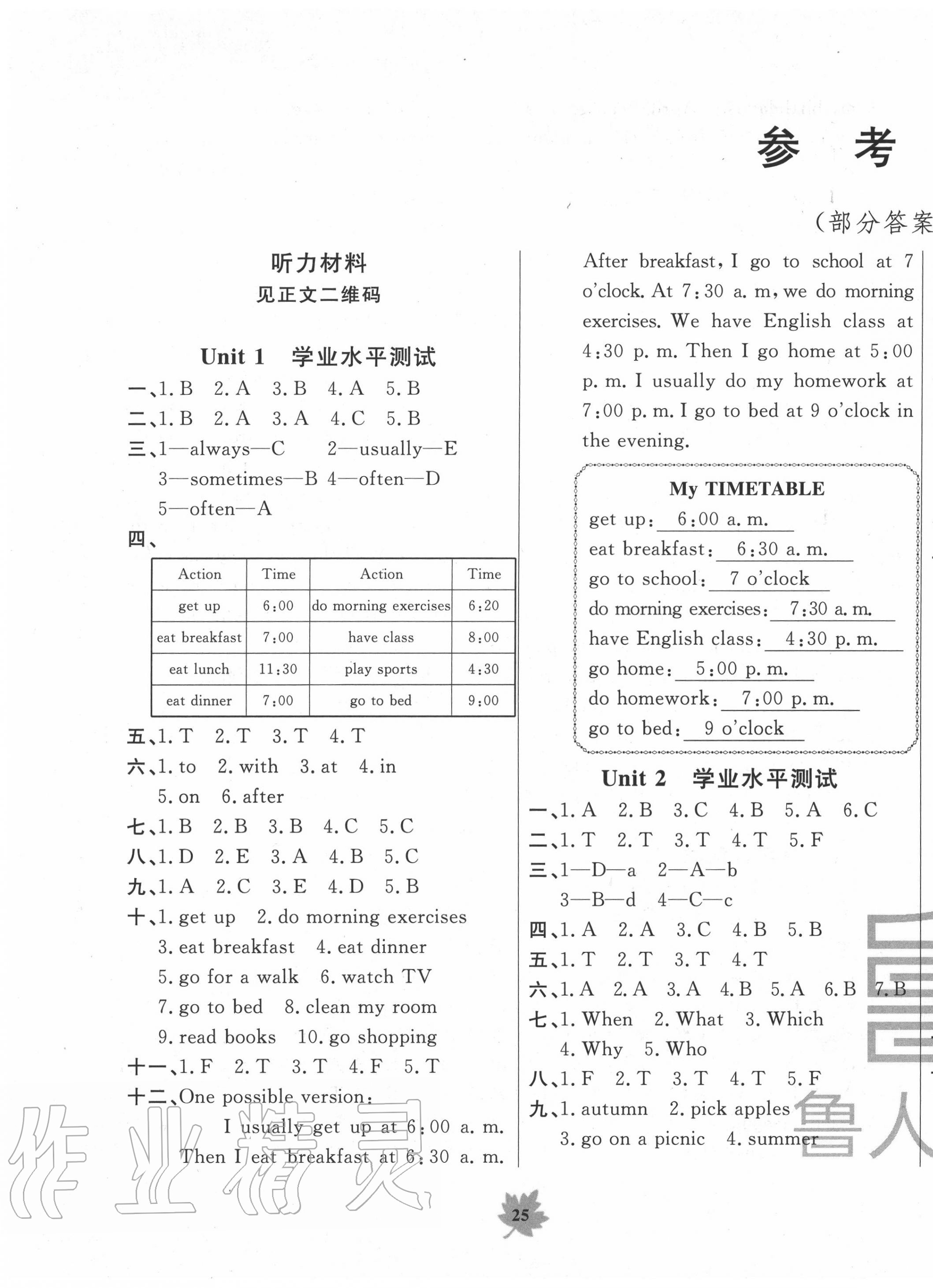 2020年一卷通新課堂單元測試卷五年級英語下冊人教版 第1頁