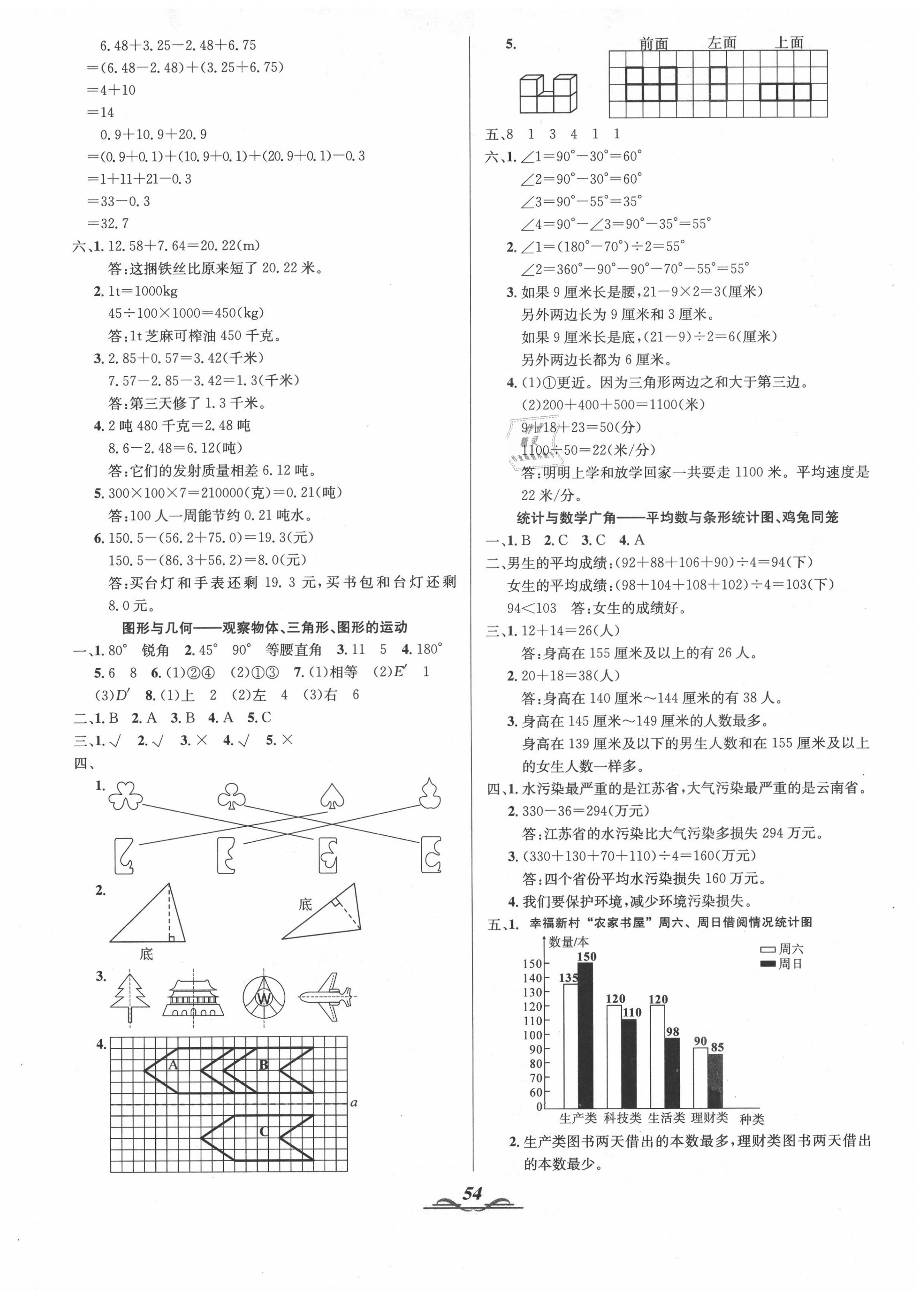 2020年师大卷王决胜期末100分四年级数学下册人教版 参考答案第2页