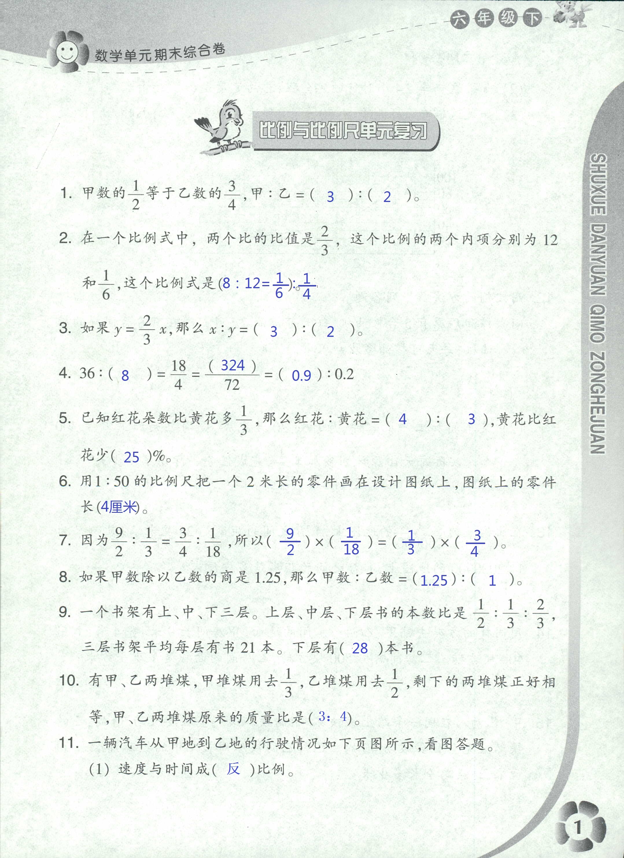 2020年單元期末綜合卷六年級數(shù)學下冊浙教版 第1頁