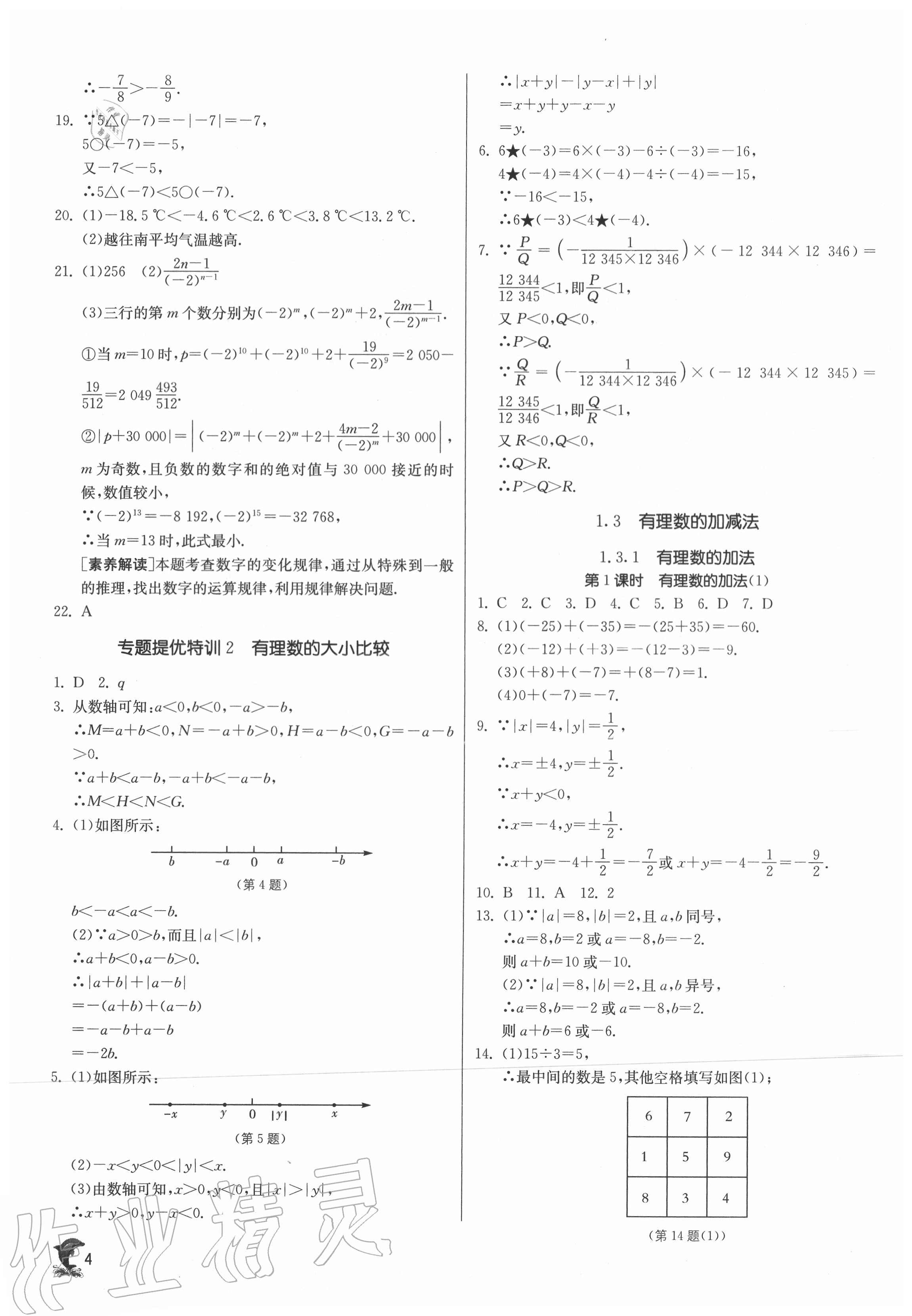 2020年實驗班提優(yōu)訓練七年級數(shù)學上冊人教版 第4頁