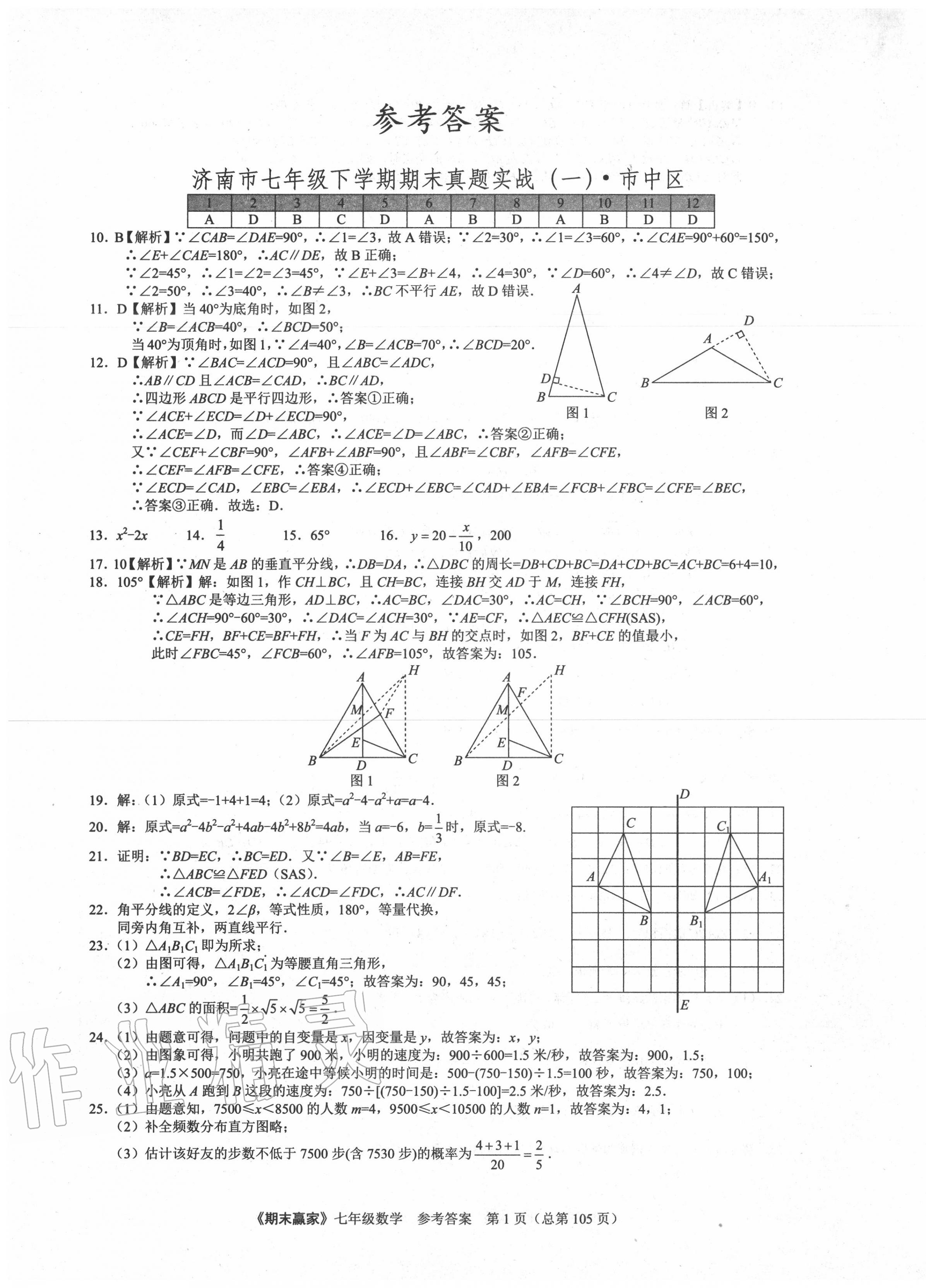 2020年期末赢家七年级数学下册人教版济南专用 第1页