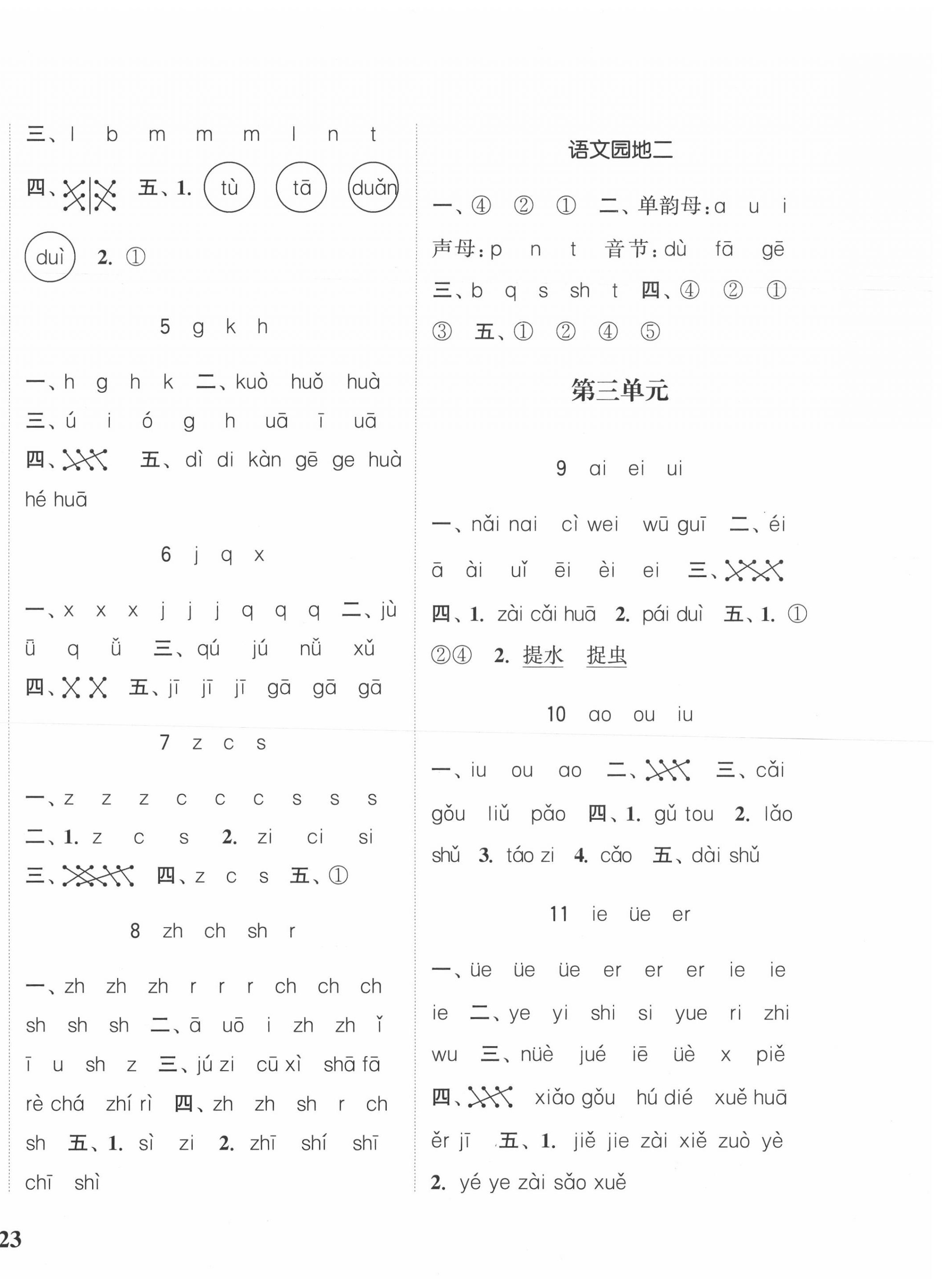 2020年通城學(xué)典課時(shí)新體驗(yàn)一年級語文上冊人教版 參考答案第2頁