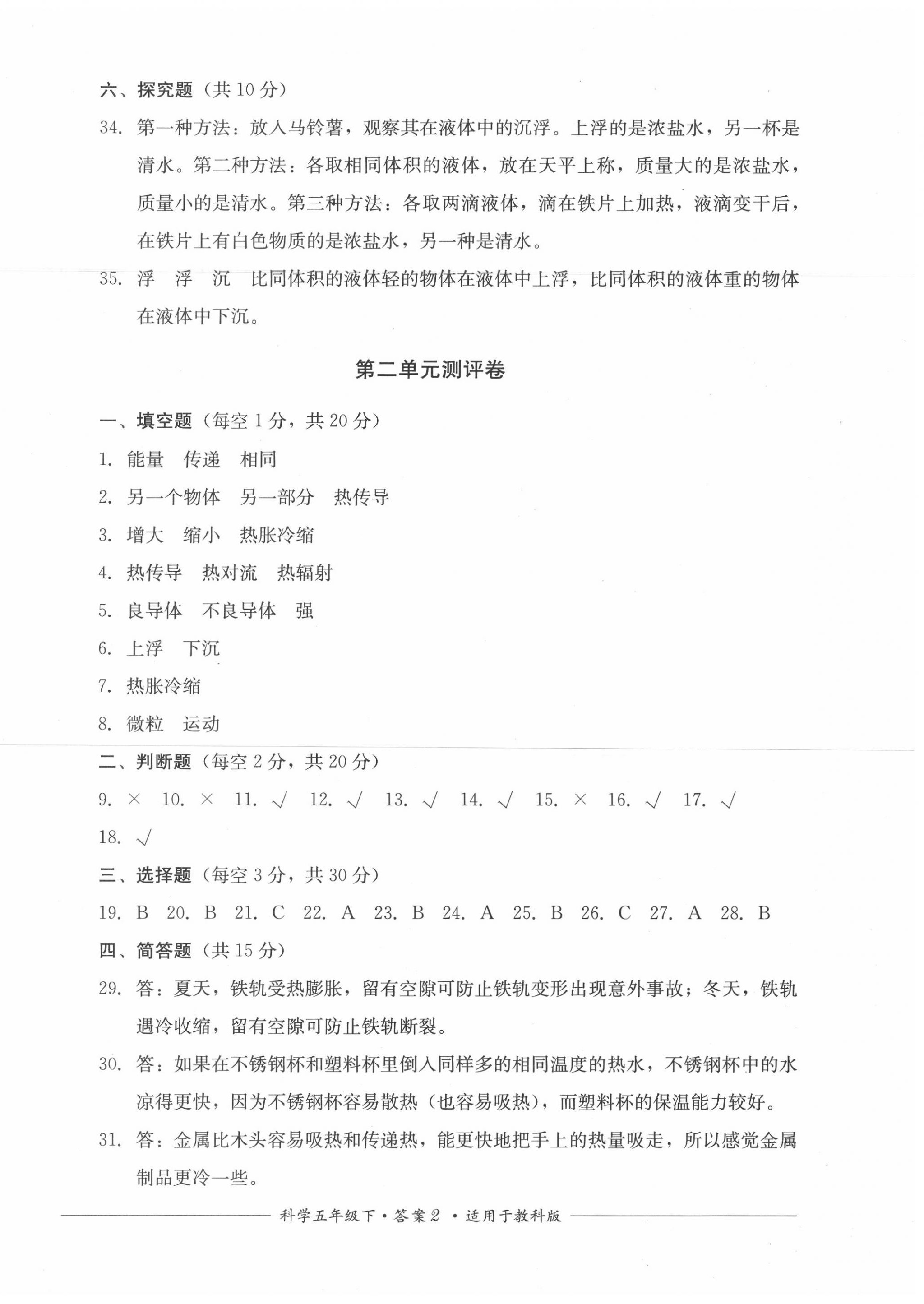 2020年單元測(cè)評(píng)五年級(jí)科學(xué)下冊(cè)教科版四川教育出版社 第2頁(yè)