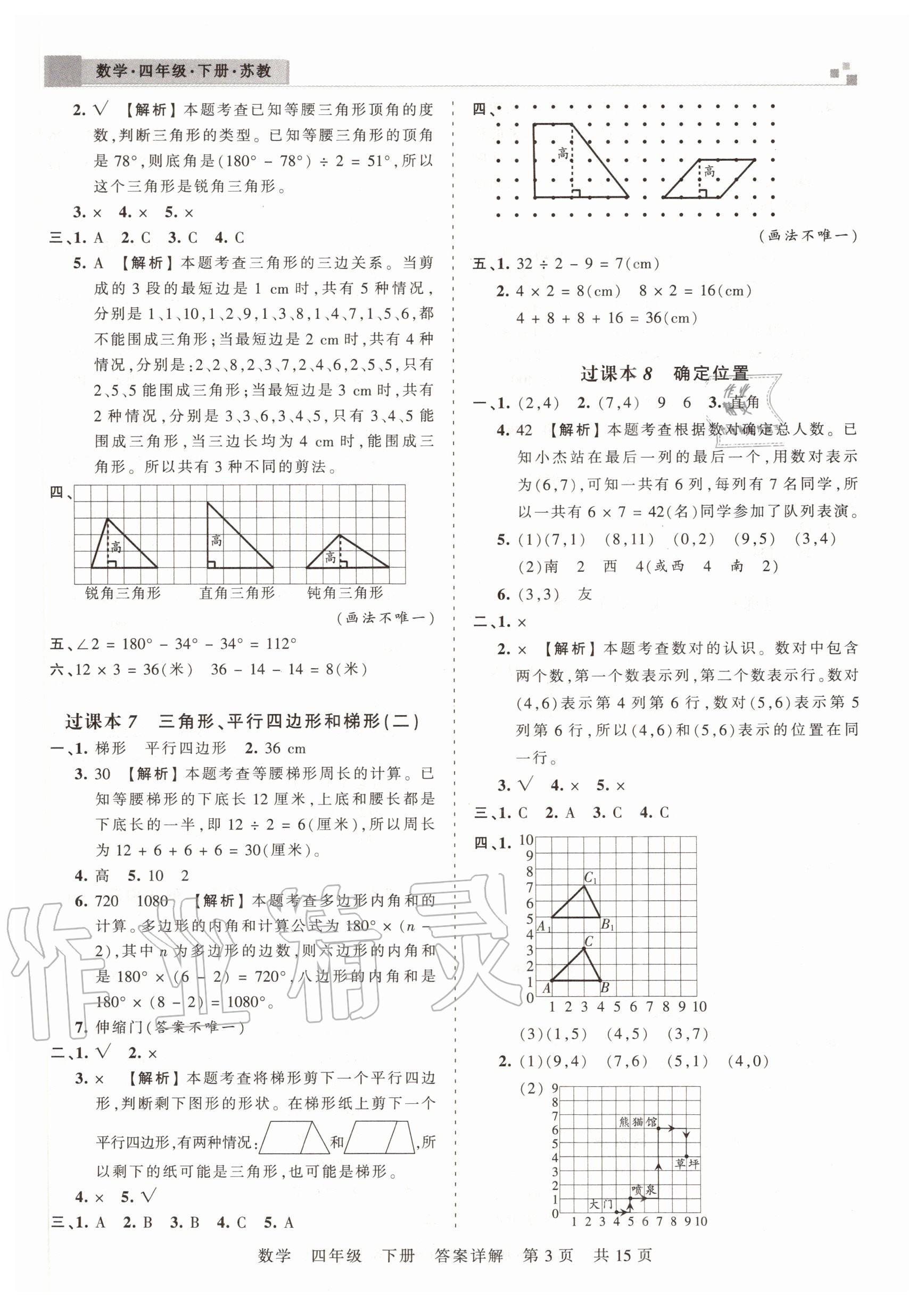 2020年王朝霞洛陽各地期末試卷精選四年級數(shù)學(xué)下冊蘇教版 參考答案第3頁