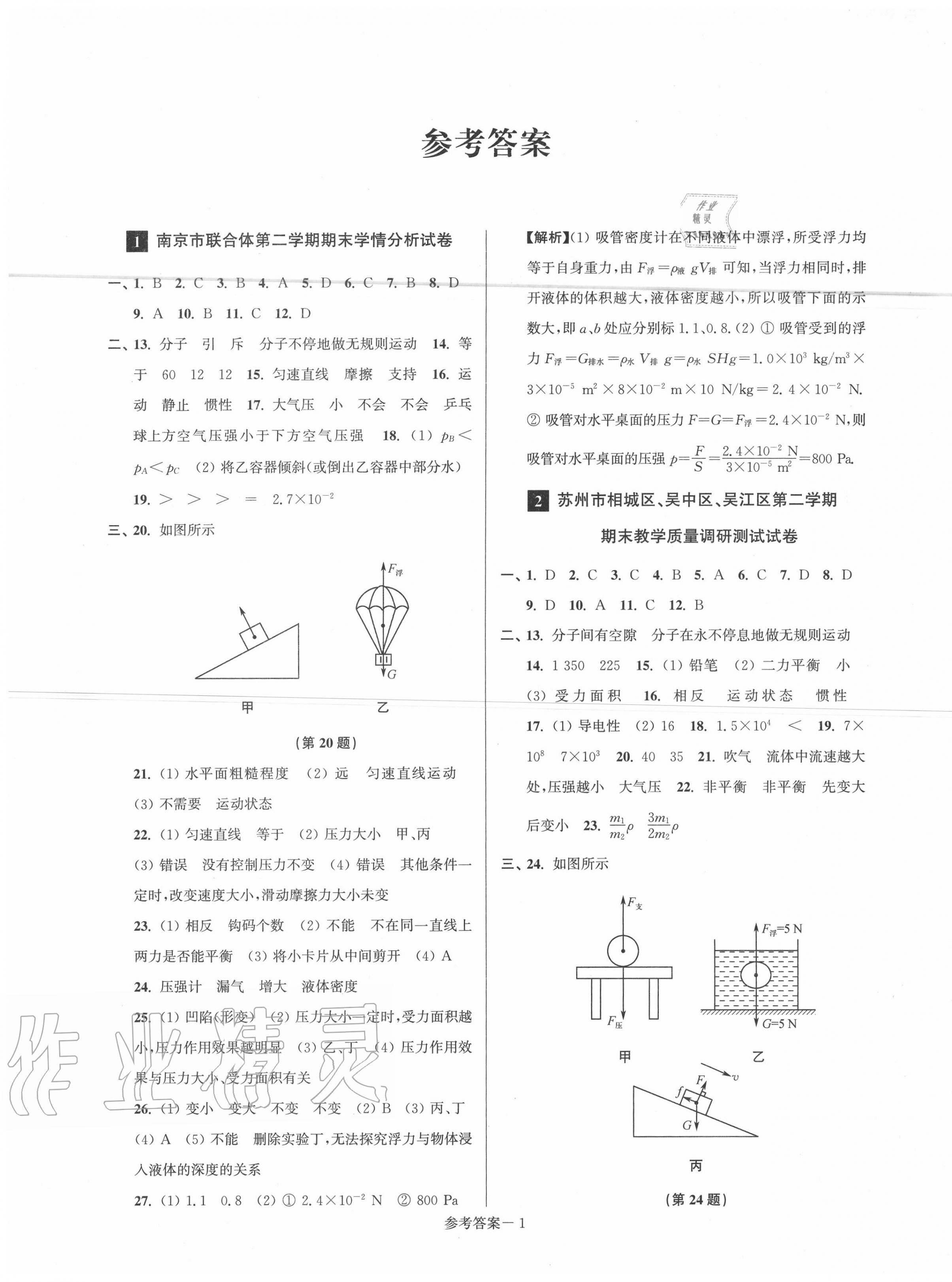 2020年超能學(xué)典名牌中學(xué)期末突破一卷通八年級(jí)物理下冊(cè)蘇科版 第1頁