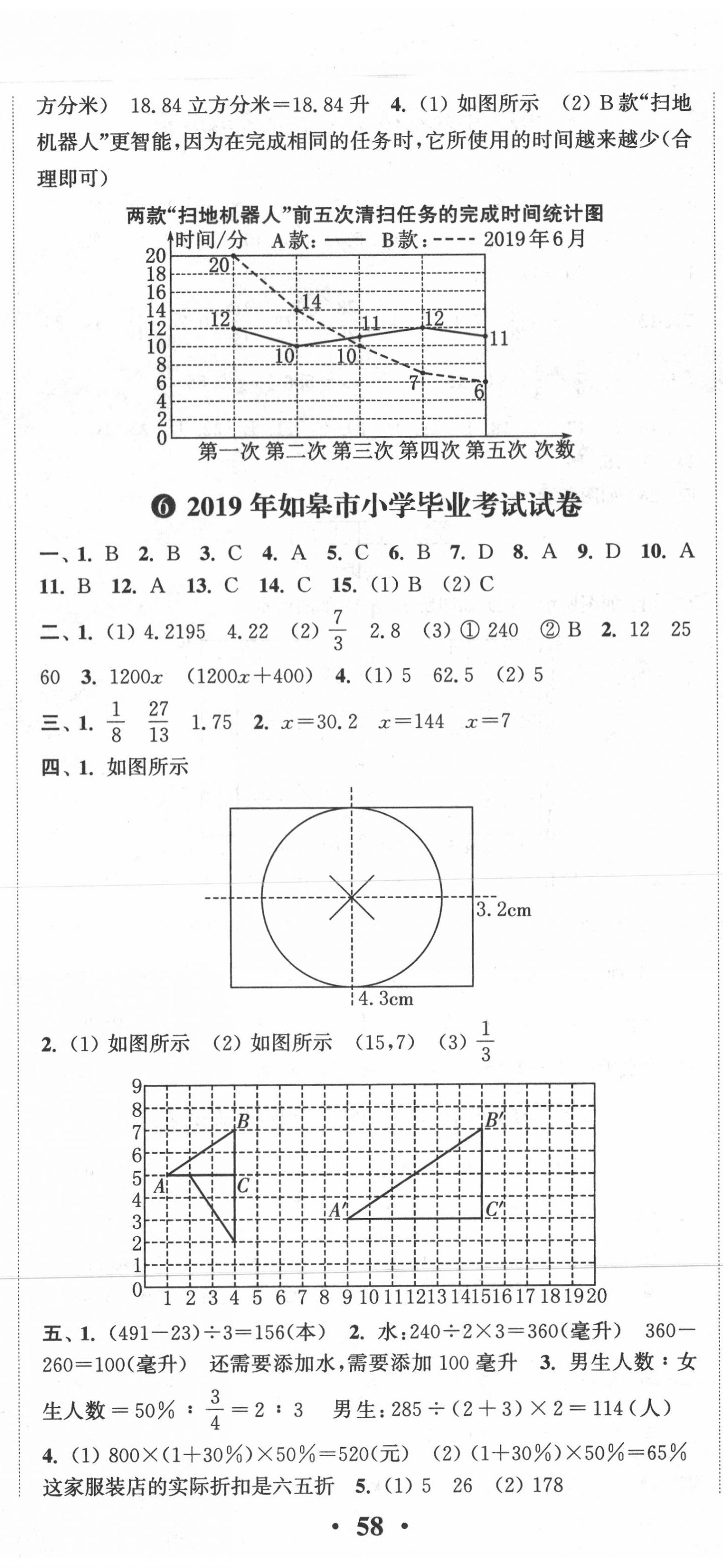 2020年小學(xué)畢業(yè)考試試卷精編數(shù)學(xué)南通專用 第5頁(yè)