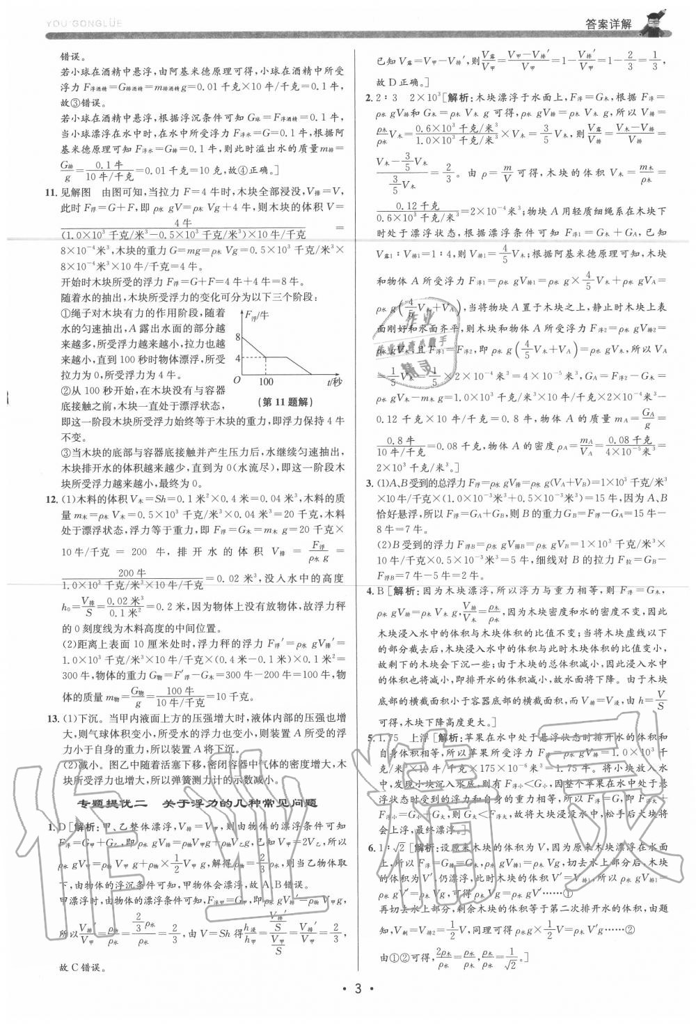 2020年優加攻略八年級科學上冊浙教版 參考答案第3頁