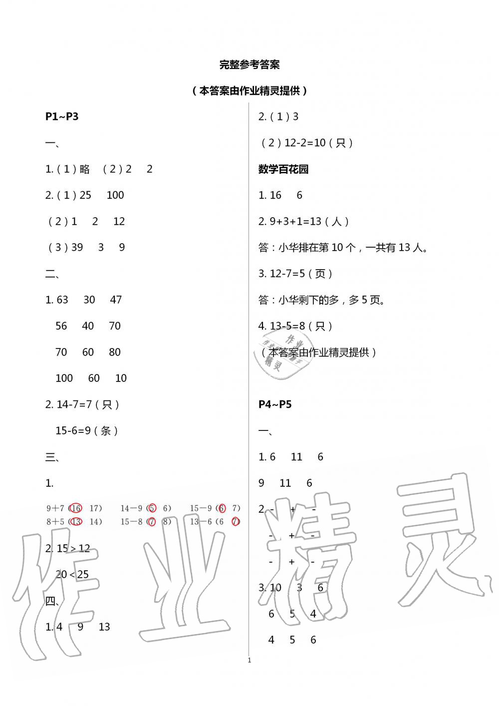 2020年快樂暑假小學(xué)數(shù)學(xué)一年級(jí)蘇教版江蘇鳳凰教育出版社 第1頁