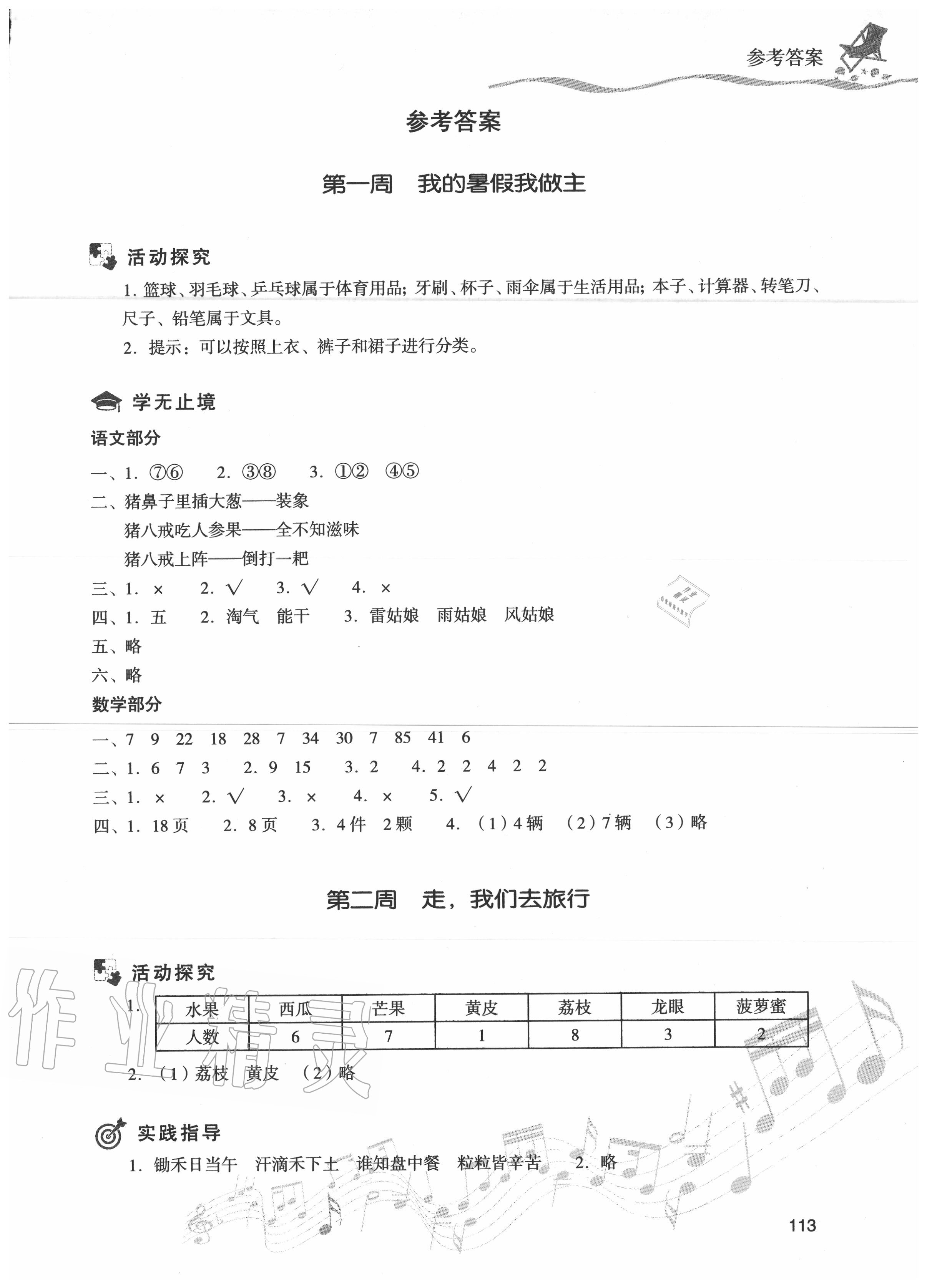 2020年暑假樂園一年級合訂本現(xiàn)代教育出版社 第1頁