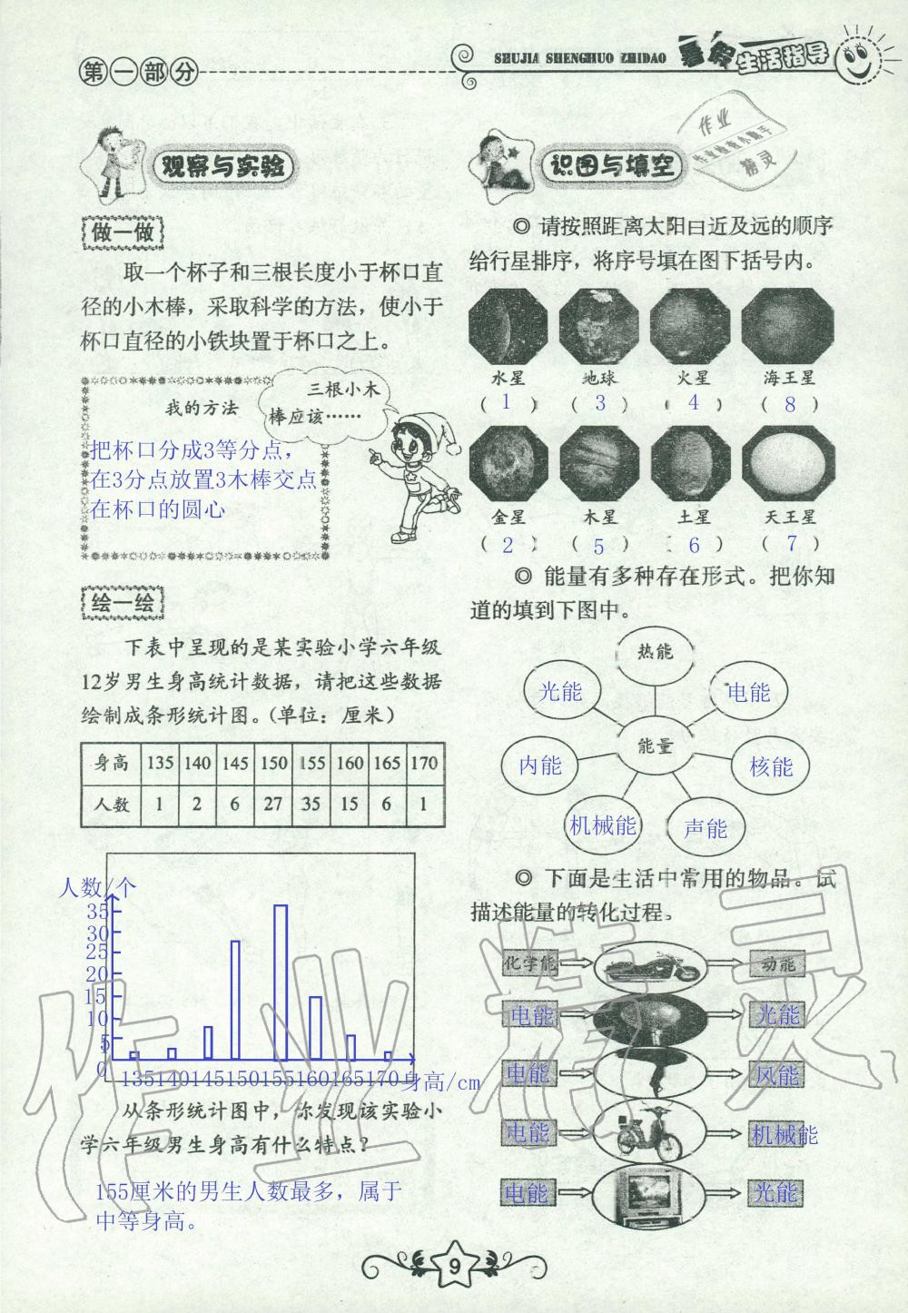 2020年暑假生活指导六年级山东教育出版社 第9页