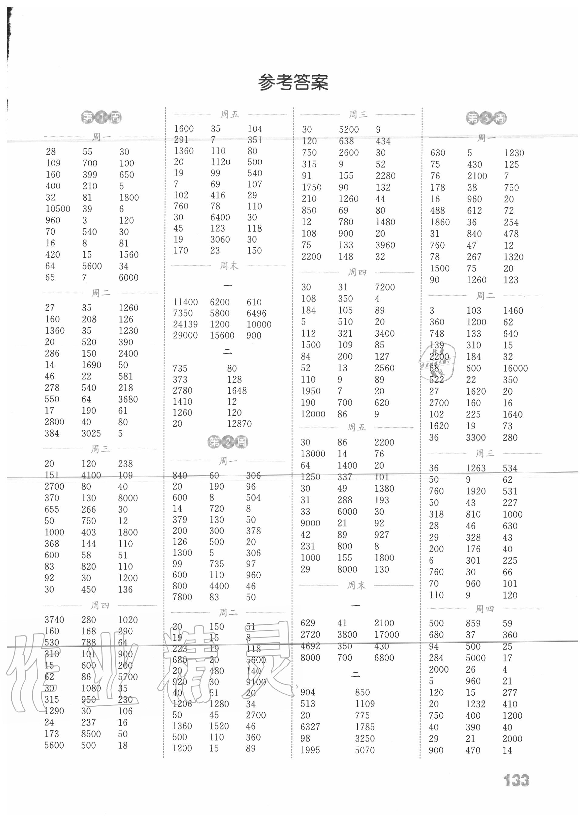 2020年通城學(xué)典小學(xué)數(shù)學(xué)計(jì)算能手五年級(jí)上冊(cè)蘇教版 參考答案第1頁(yè)