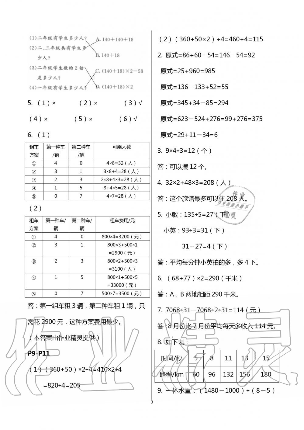 2020年暑假作业安徽少年儿童出版社四年级数学人教版 第3页