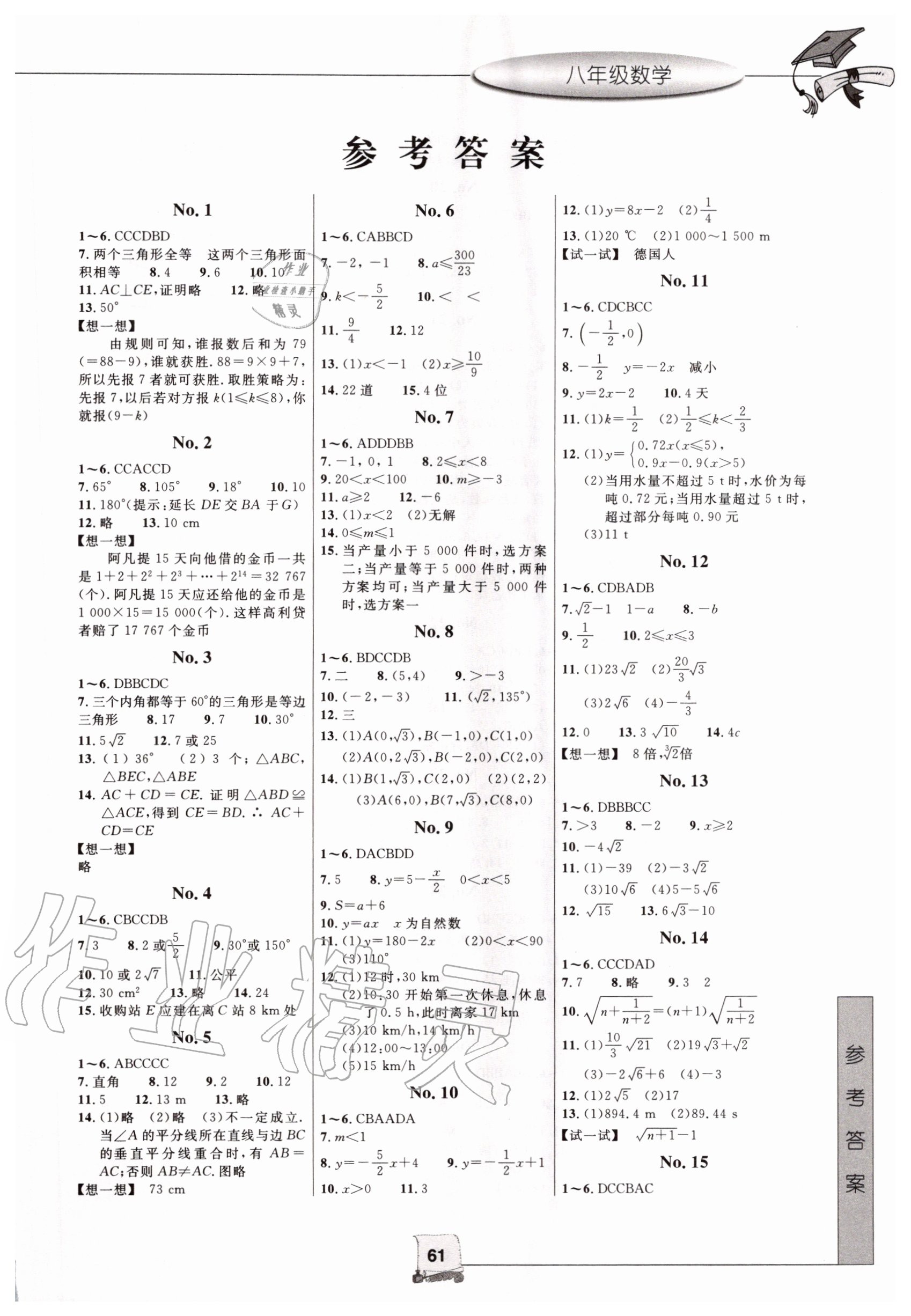 2020年藍天教育暑假新時空八年級數(shù)學(xué)浙教版中國和平出版社 第1頁