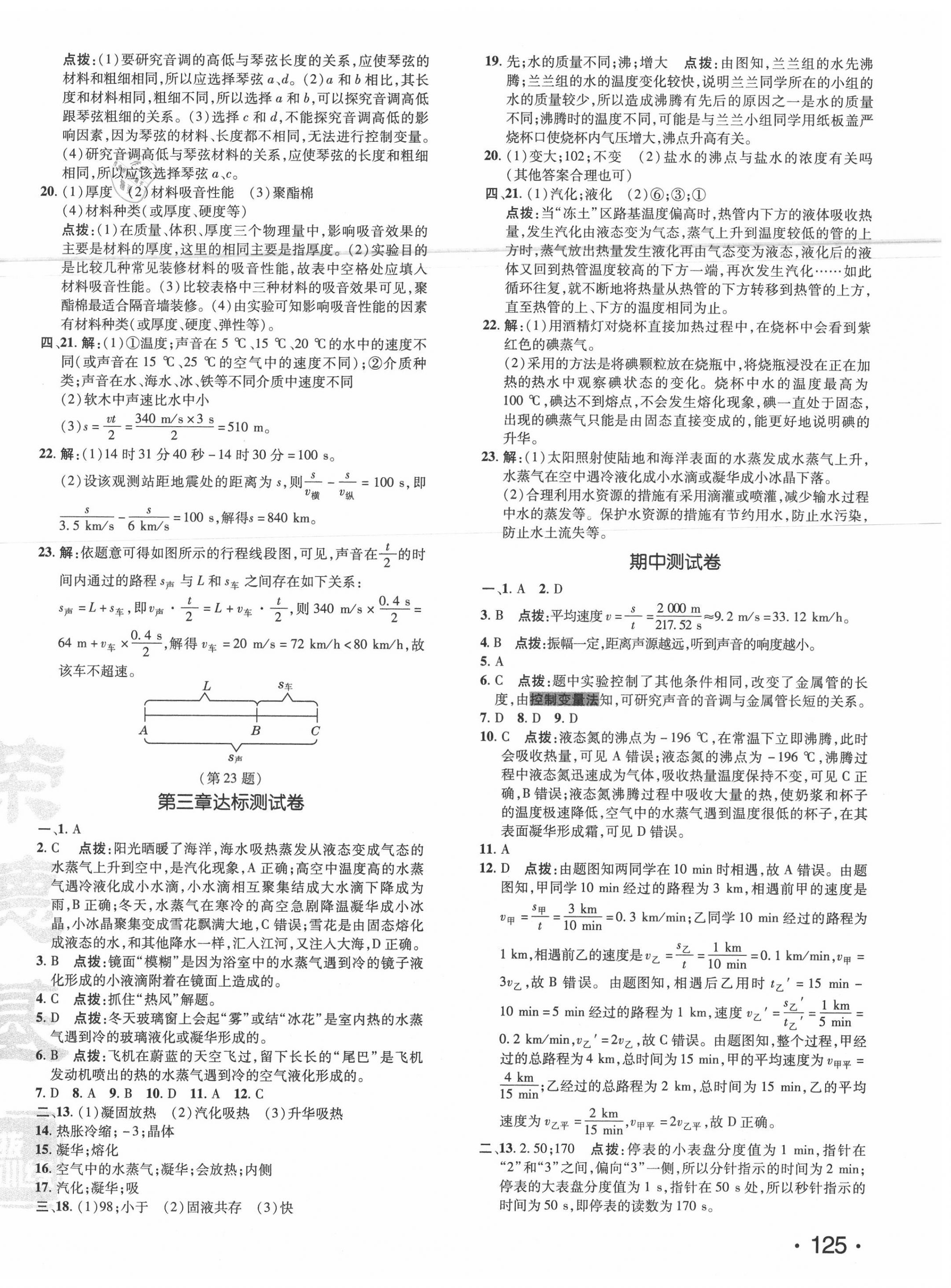 2020年點撥訓練八年級物理上冊人教版 參考答案第2頁