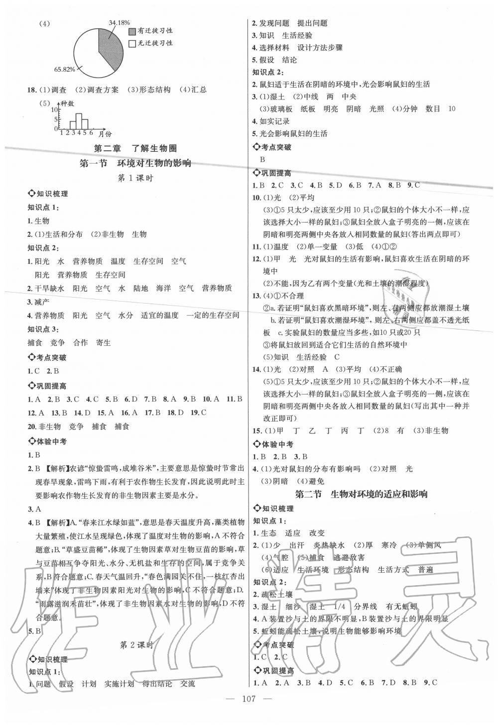 2020年細解巧練六年級生物上冊魯教版五四制 參考答案第2頁