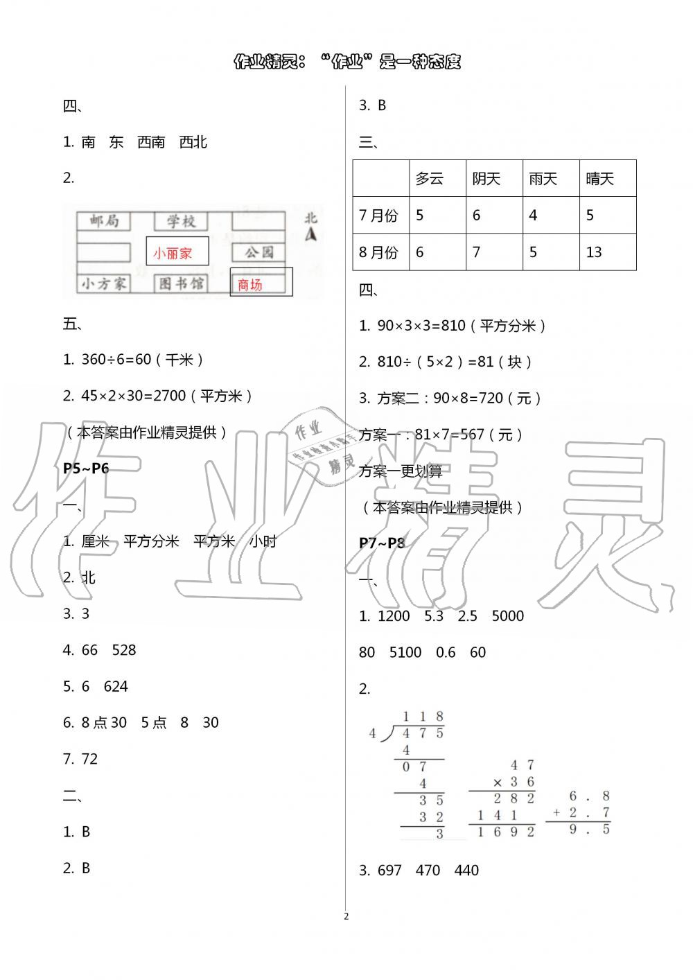 2020年暑假作业快乐的假日三年级数学 第2页