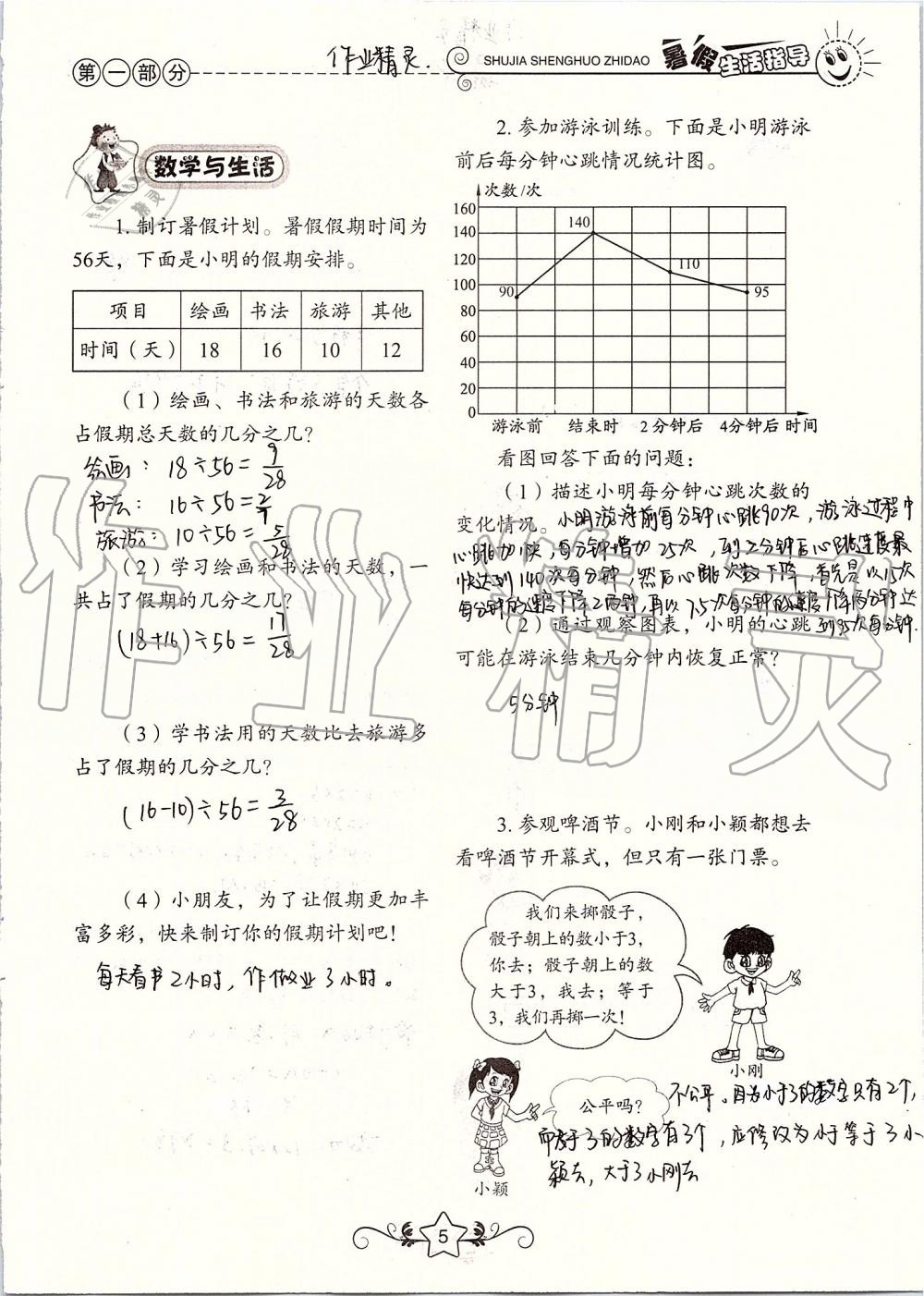 2020年暑假生活指导五年级山东教育出版社 第5页