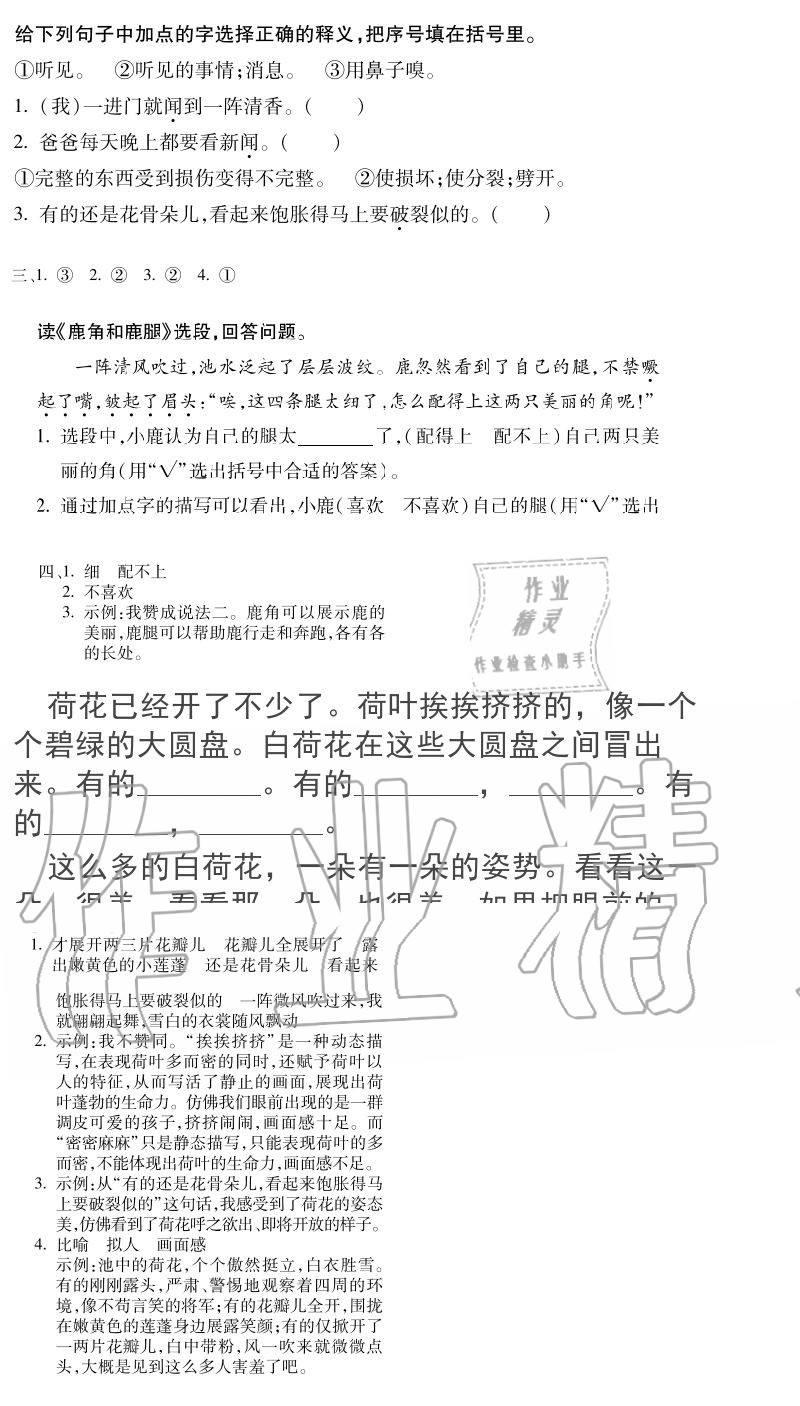 2020年世超金典育文樂園三年級下冊雙色版 參考答案第6頁