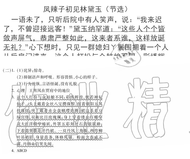 2020年世超金典育文乐园五年级下册双色版 参考答案第4页