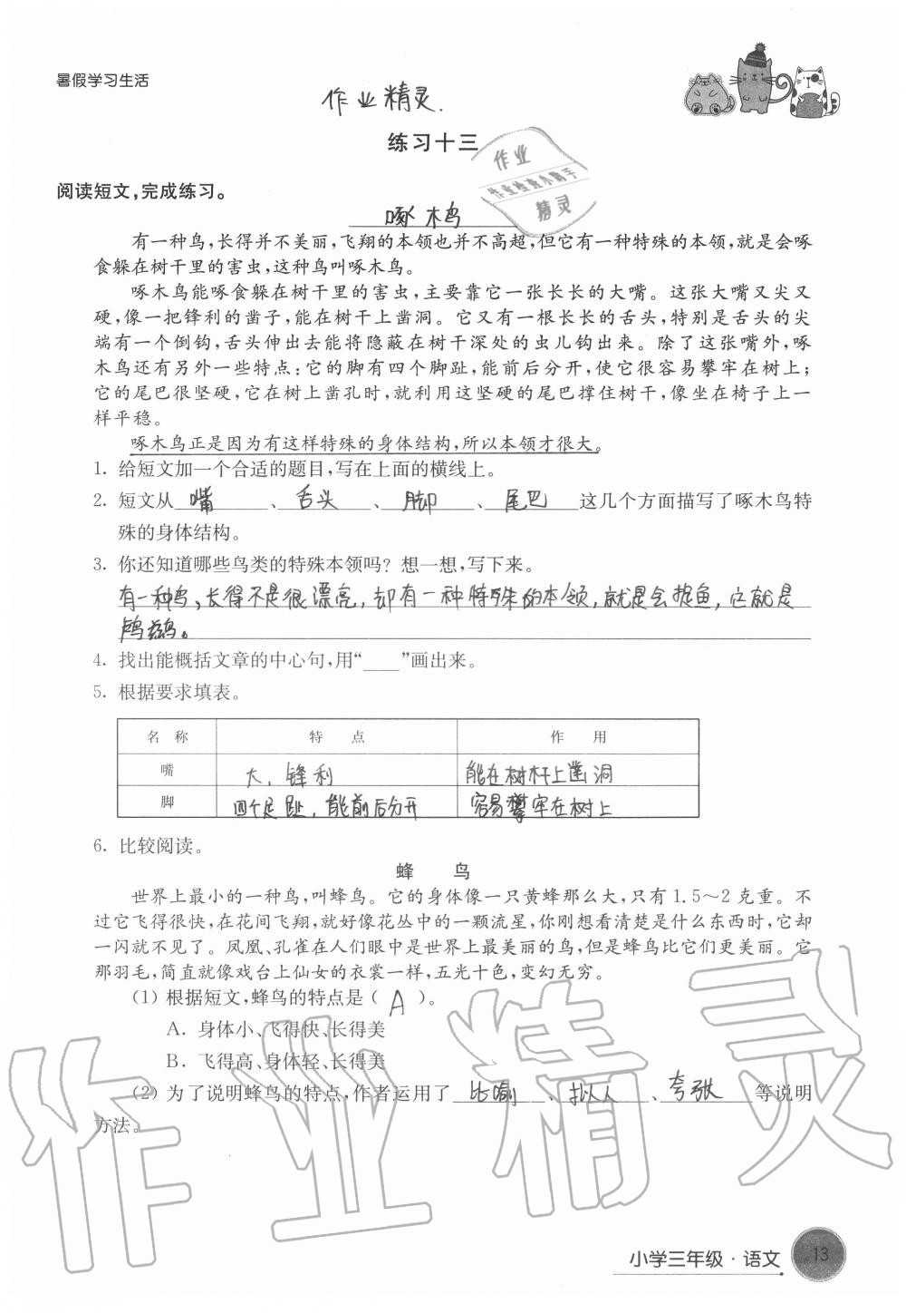 2020年暑假學(xué)習(xí)生活小學(xué)三年級(jí)譯林出版社 第13頁