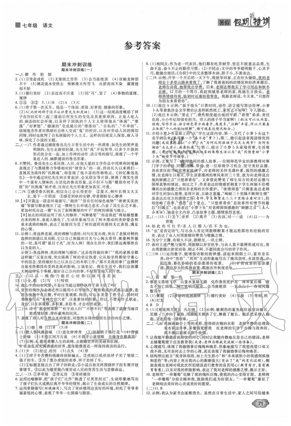 2020年假期特訓(xùn)學(xué)期總復(fù)習(xí)七年級語文 第1頁