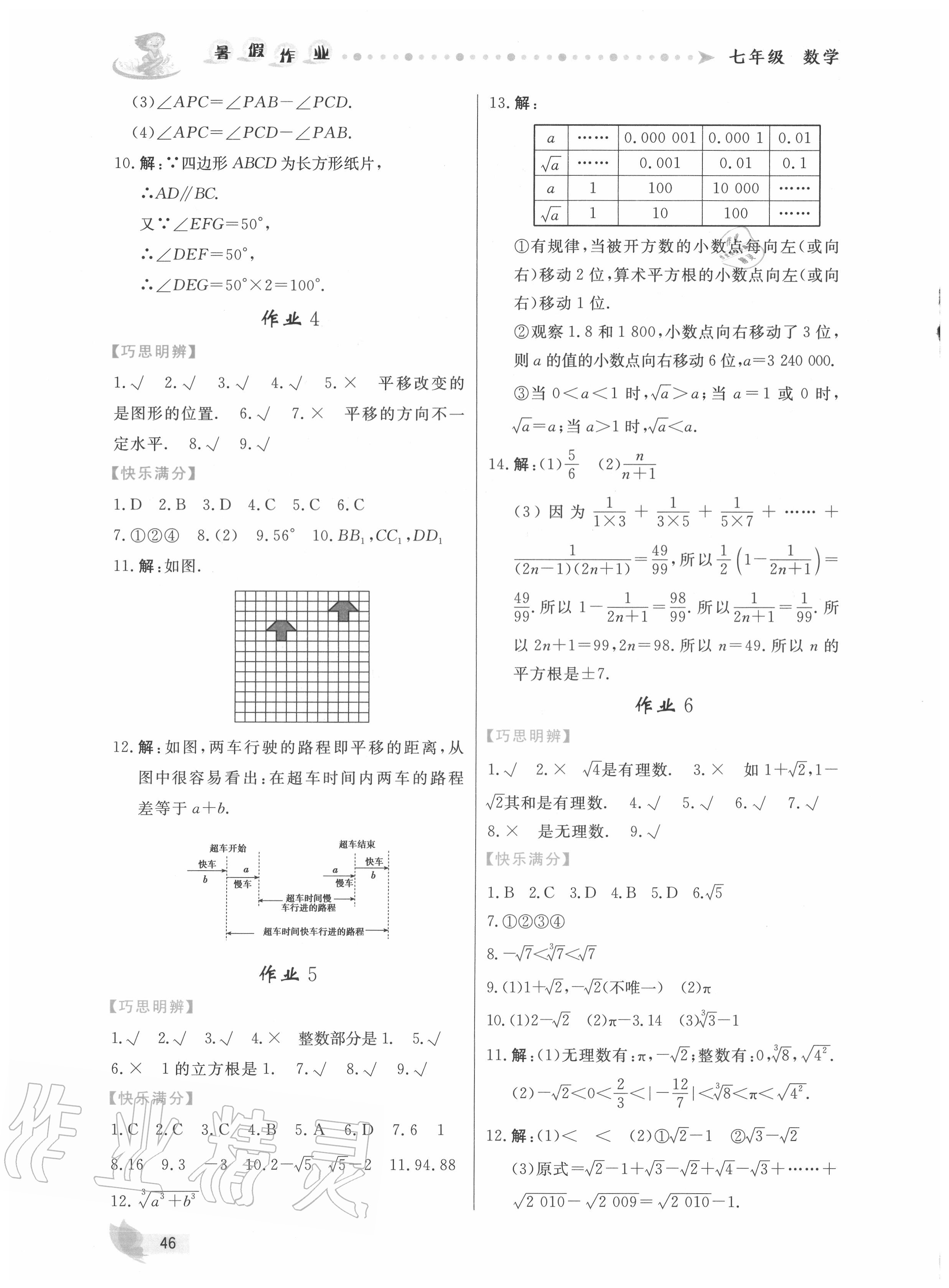 2020年暑假作业七年级数学内蒙古人民出版社 第2页