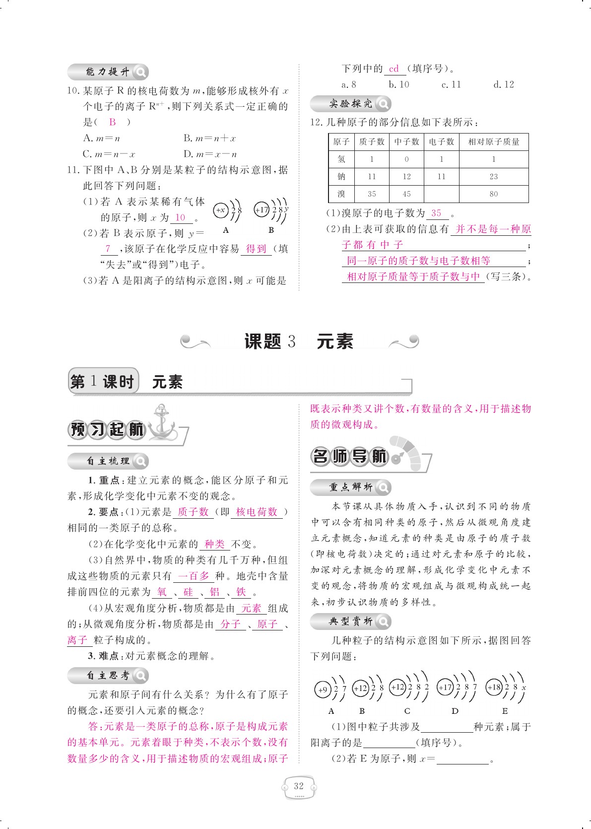 2020年領航新課標練習冊九年級化學全一冊人教版 參考答案第32頁