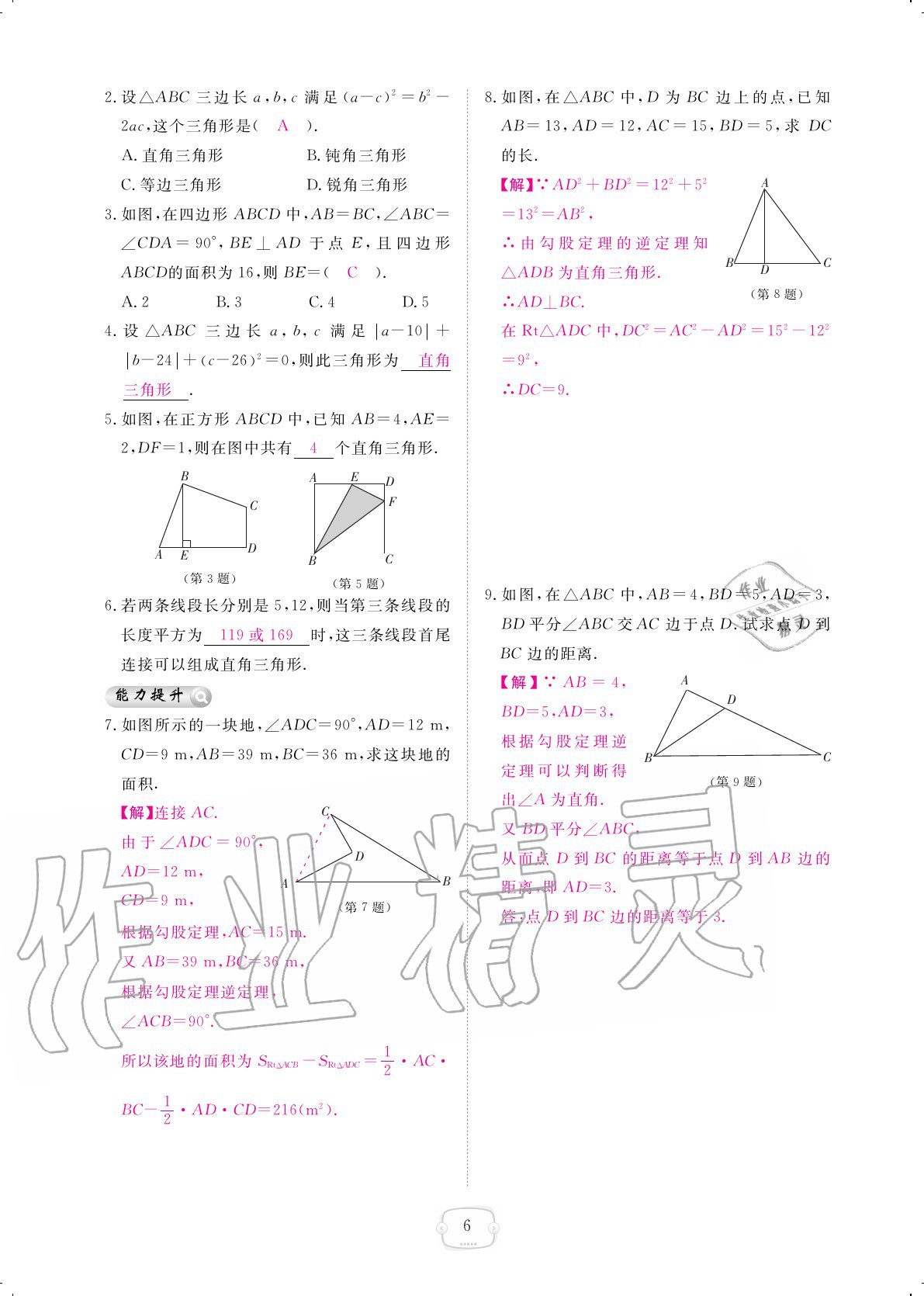 2020年領航新課標數(shù)學練習冊八年級上冊北師大版 參考答案第2頁