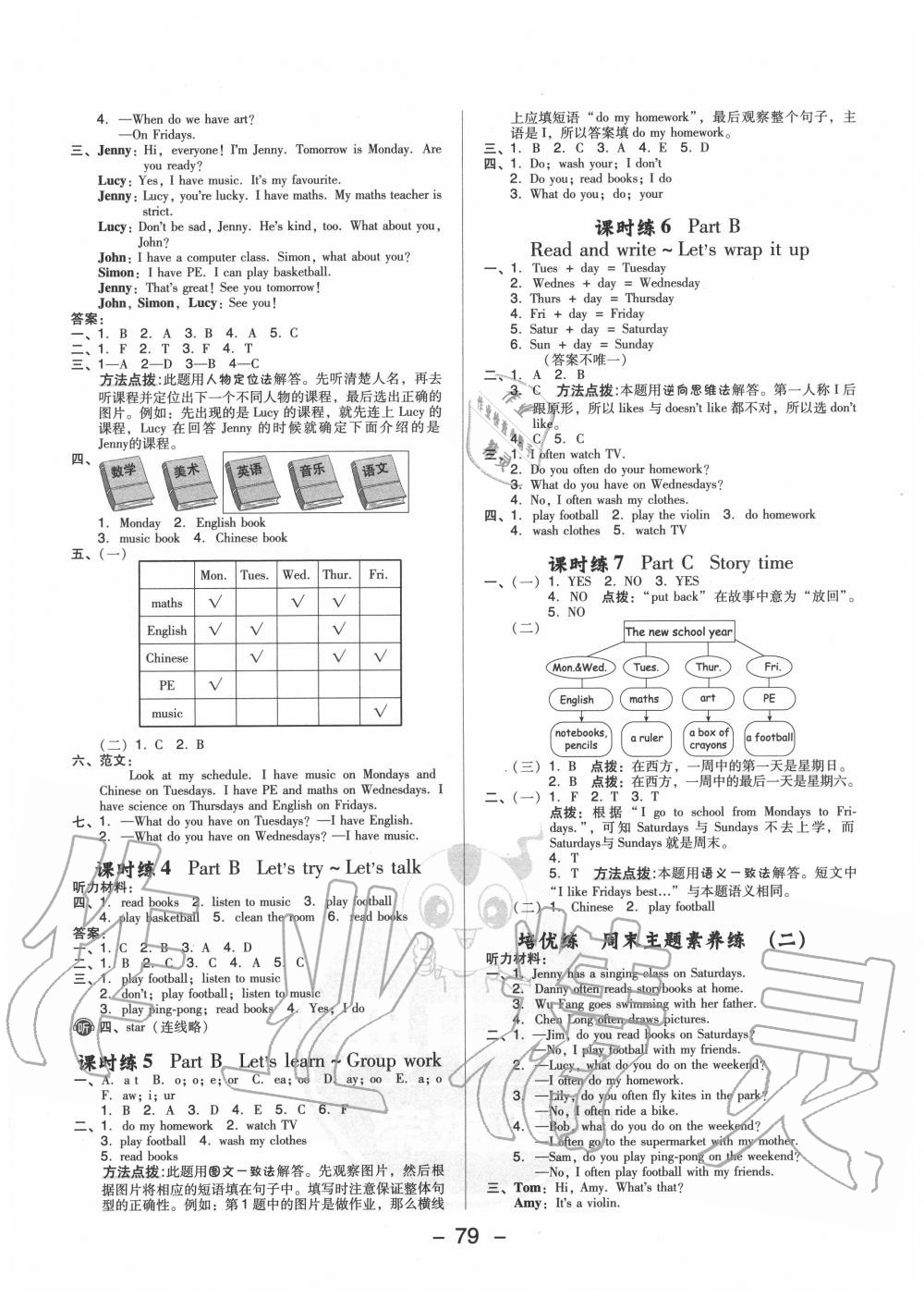 2020年综合应用创新题典中点五年级英语上册人教PEP版 参考答案第3页