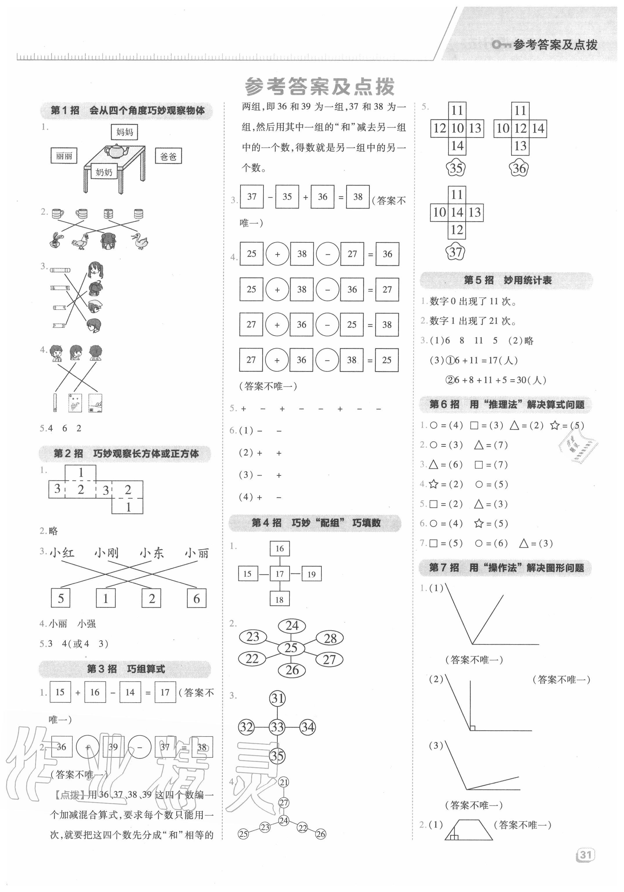 2020年綜合應(yīng)用創(chuàng)新題典中點(diǎn)二年級數(shù)學(xué)上冊冀教版 參考答案第1頁