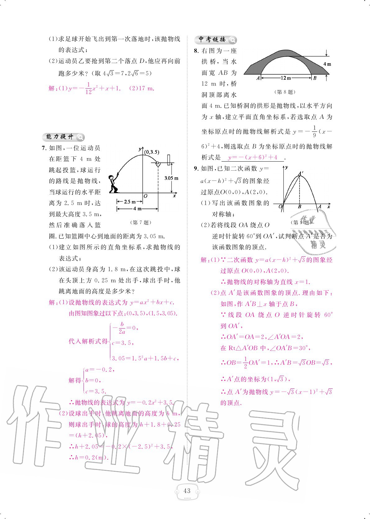 2020年領(lǐng)航新課標練習冊九年級數(shù)學(xué)全一冊人教版 參考答案第43頁