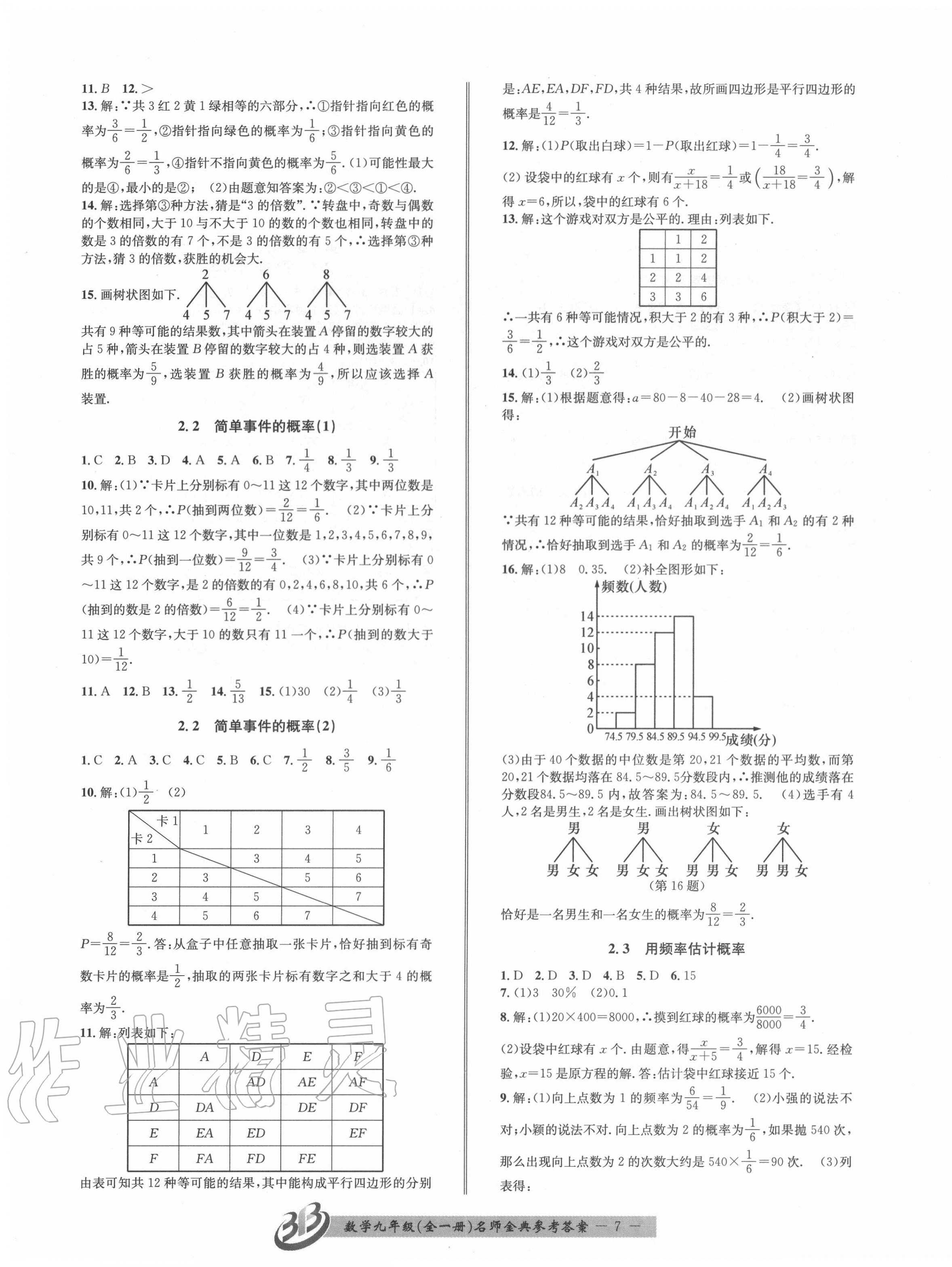 2020年名師金典BFB初中課時(shí)優(yōu)化九年級(jí)數(shù)學(xué)全一冊(cè)浙教版 第7頁