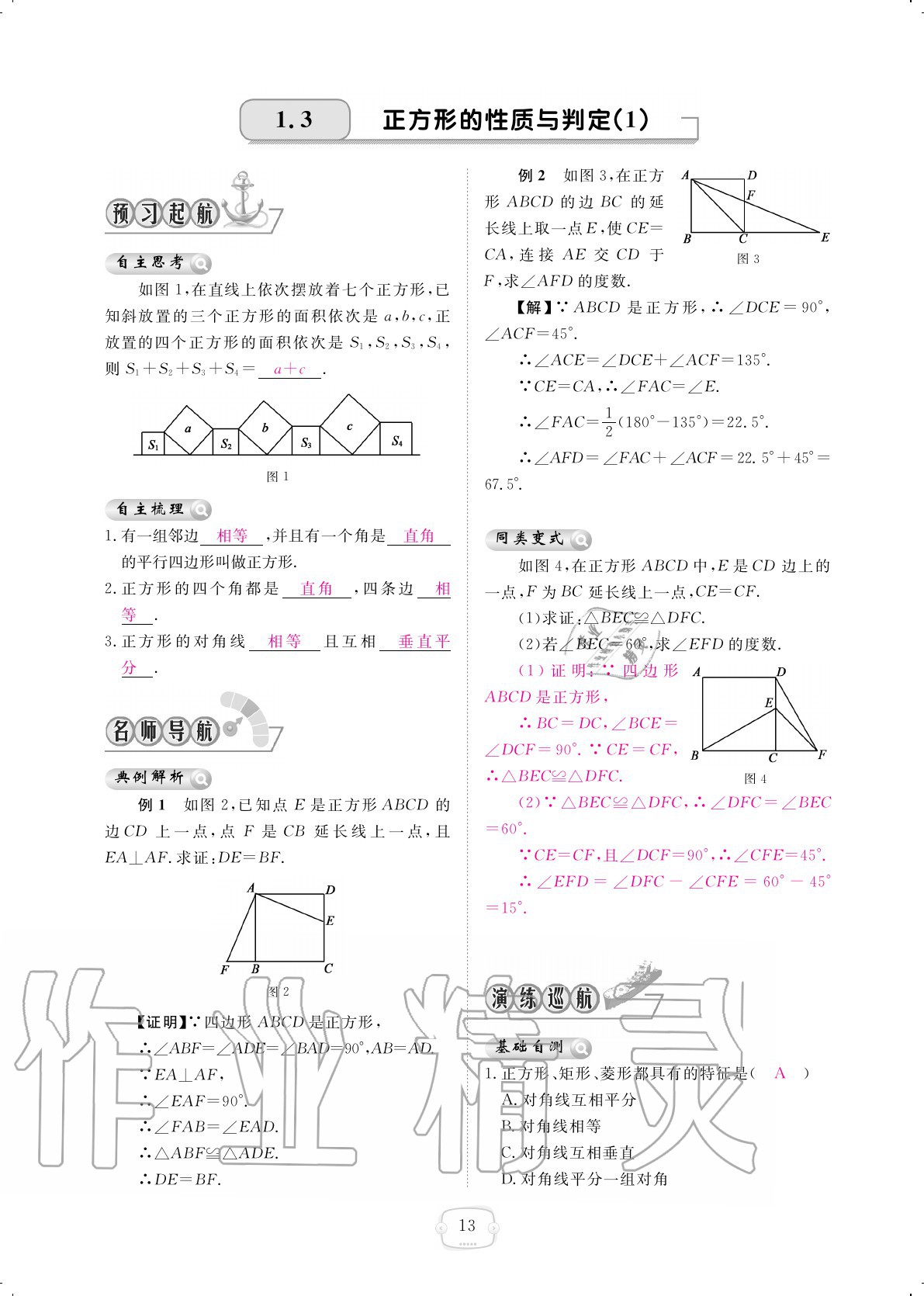 2020年領(lǐng)航新課標練習冊九年級數(shù)學全一冊北師大版 參考答案第13頁