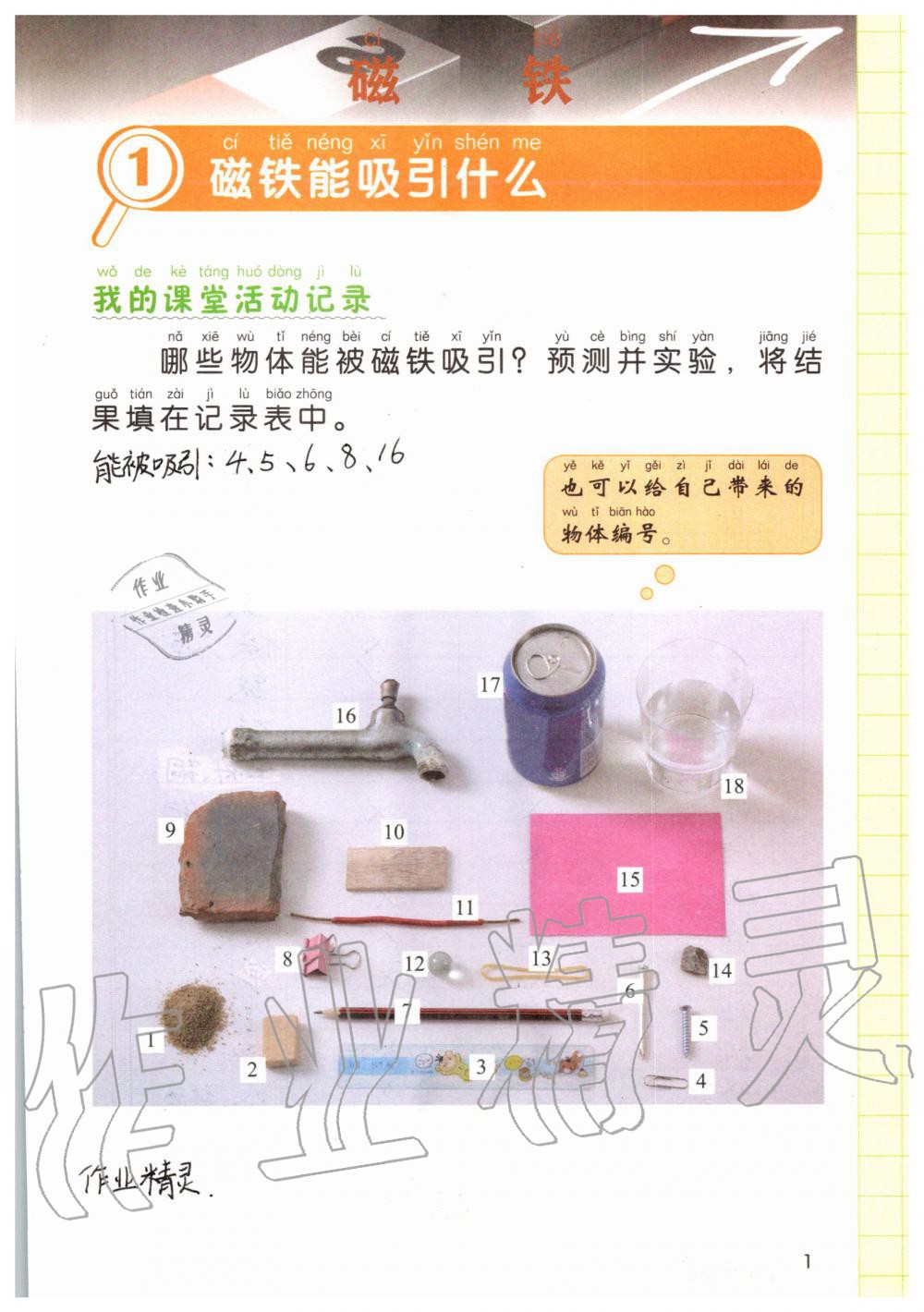 2020年學(xué)生活動手冊二年級科學(xué)下冊教科版教育科學(xué)出版社 參考答案第1頁