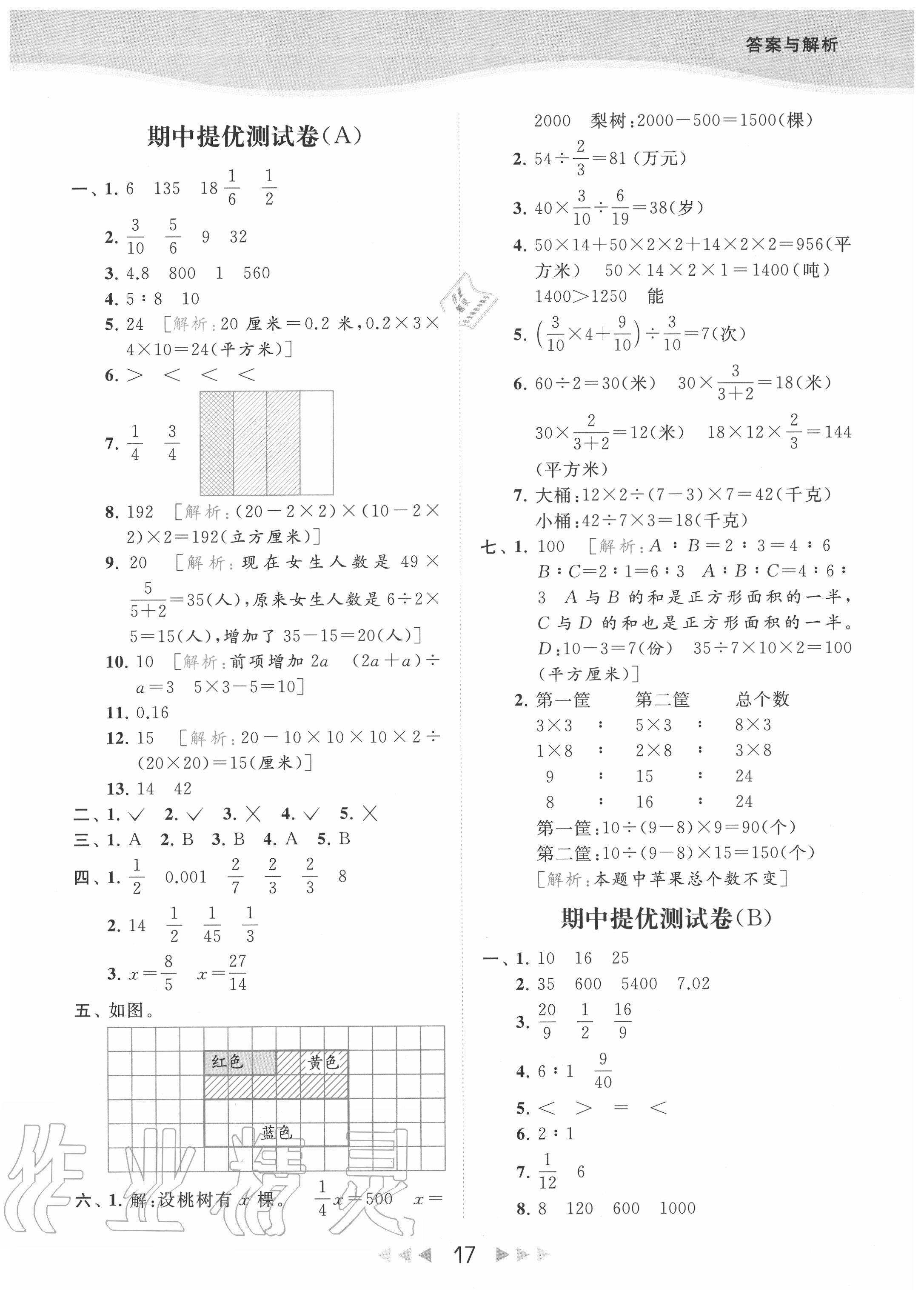 期中提优测试卷（B） - 参考答案第17页