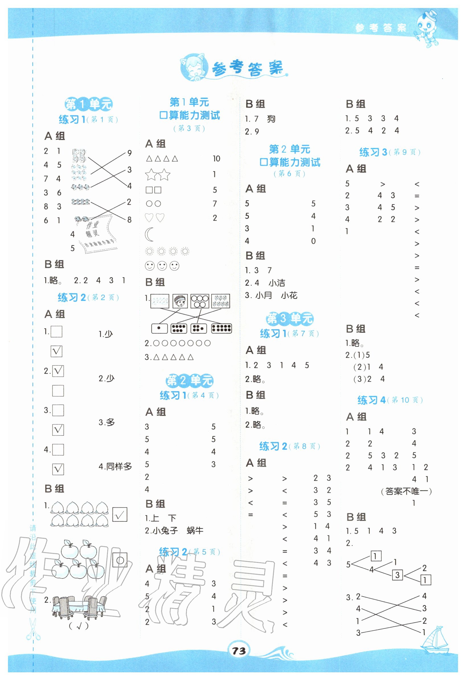 2020年星級口算天天練一年級數(shù)學(xué)上冊人教版 第1頁