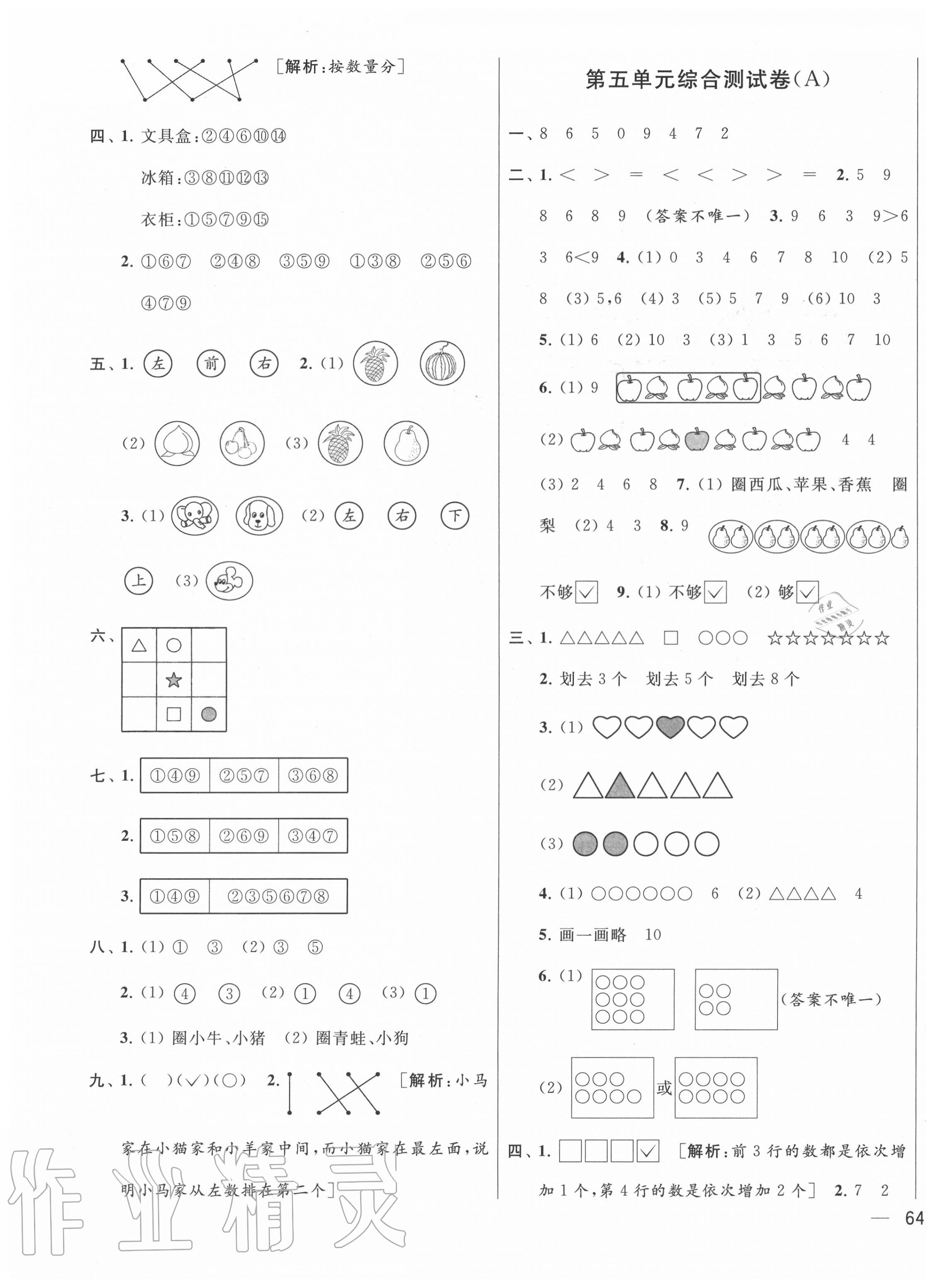 2020年亮點(diǎn)給力大試卷一年級(jí)數(shù)學(xué)上冊(cè)江蘇版 第3頁