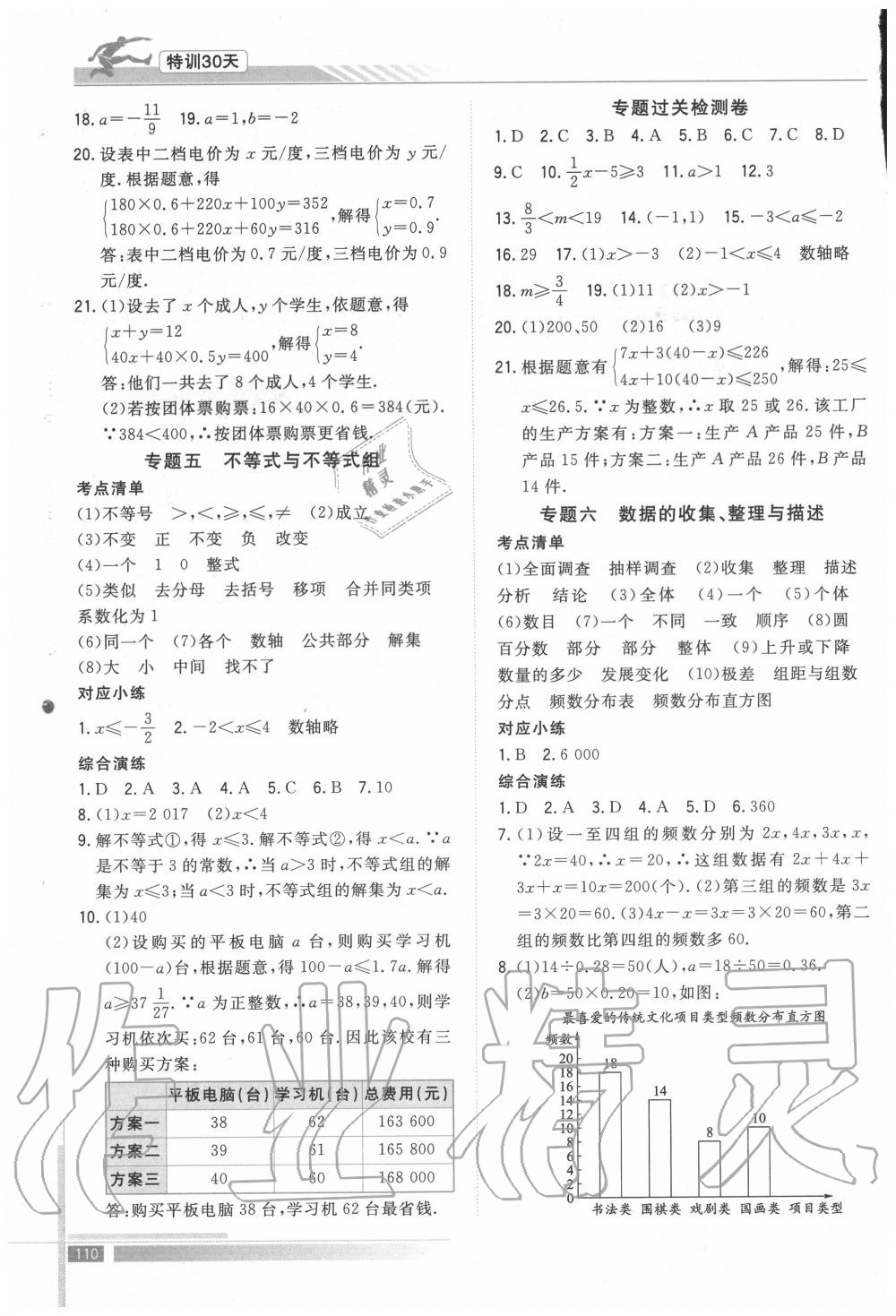 2020年特訓(xùn)30天銜接教材七升八年級(jí)數(shù)學(xué)武漢出版社 參考答案第3頁