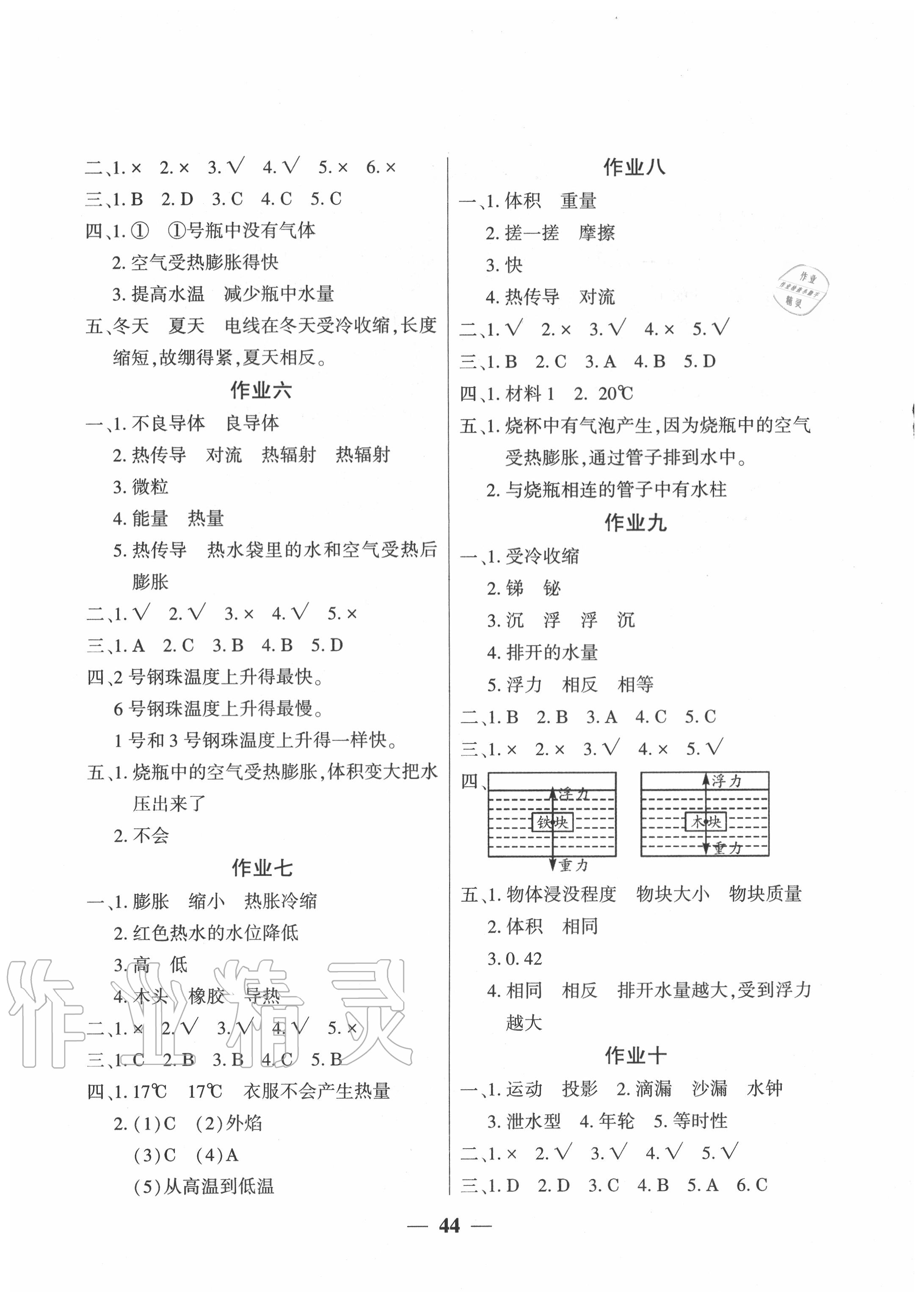 2020年金峰教育开心作业暑假作业五年级科学教科版 参考答案第2页