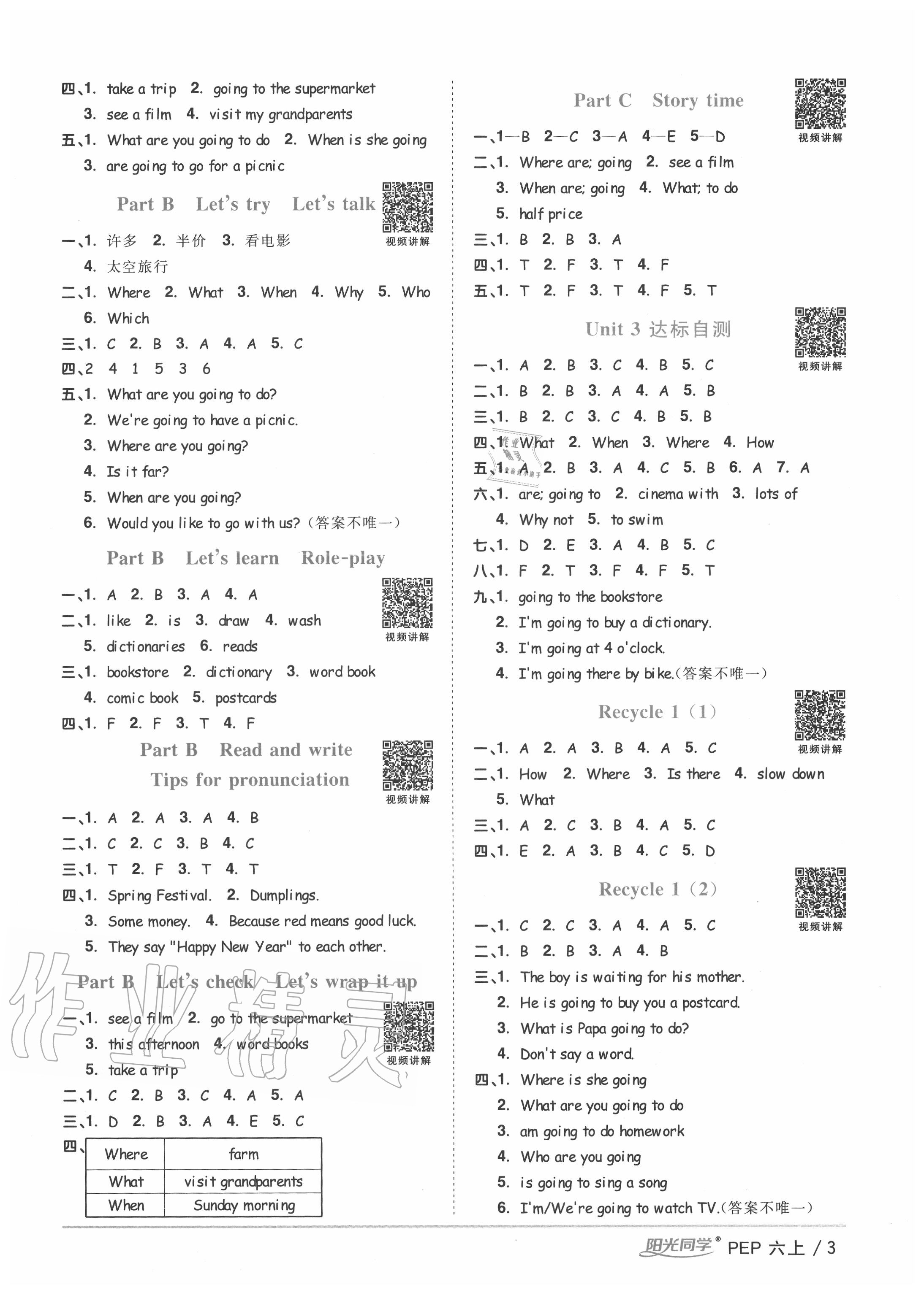 2020年陽(yáng)光同學(xué)課時(shí)優(yōu)化作業(yè)六年級(jí)英語(yǔ)上冊(cè)人教PEP版 第3頁(yè)