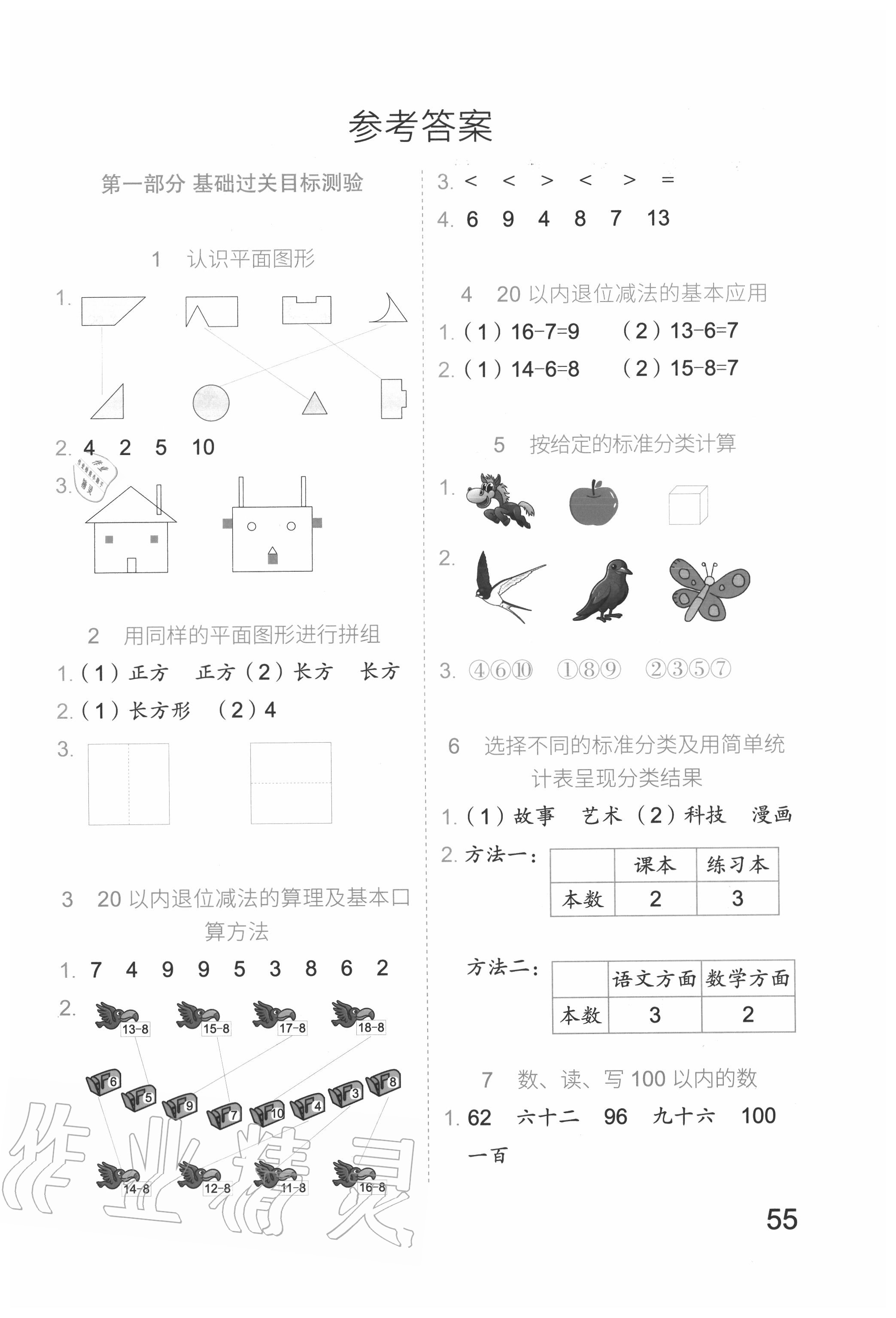 2020年新思维假期作业暑假一年级数学人教版吉林大学出版社 第1页