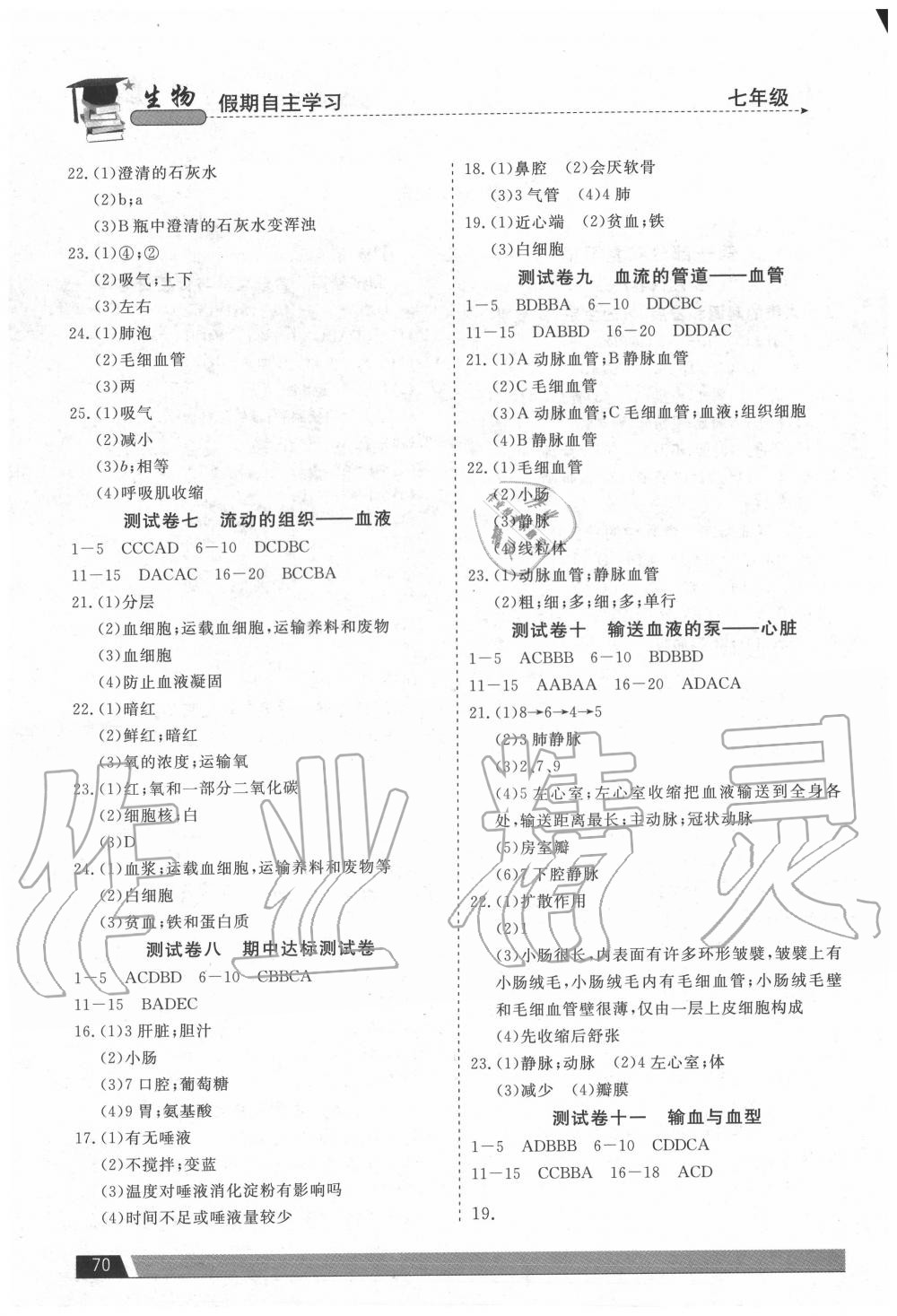 2020年假期自主學(xué)習(xí)七年級(jí)生物北京藝術(shù)與科學(xué)電子出版社 第2頁