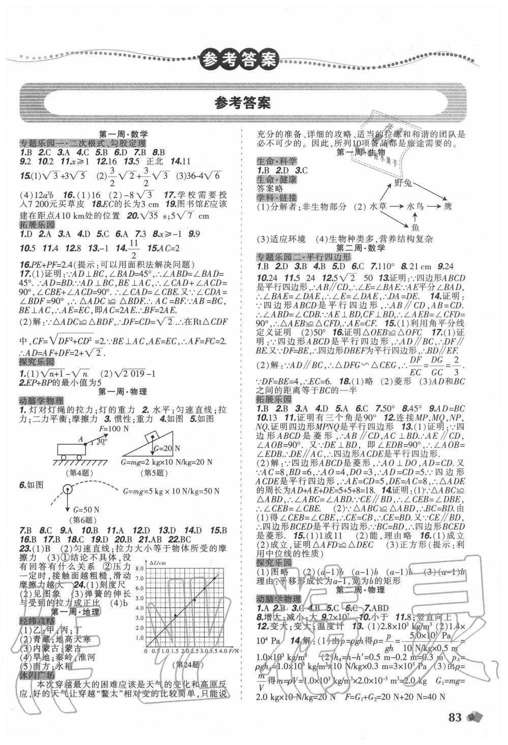 2020年暑假樂園八年級理科版遼寧師范大學(xué)出版社 第1頁