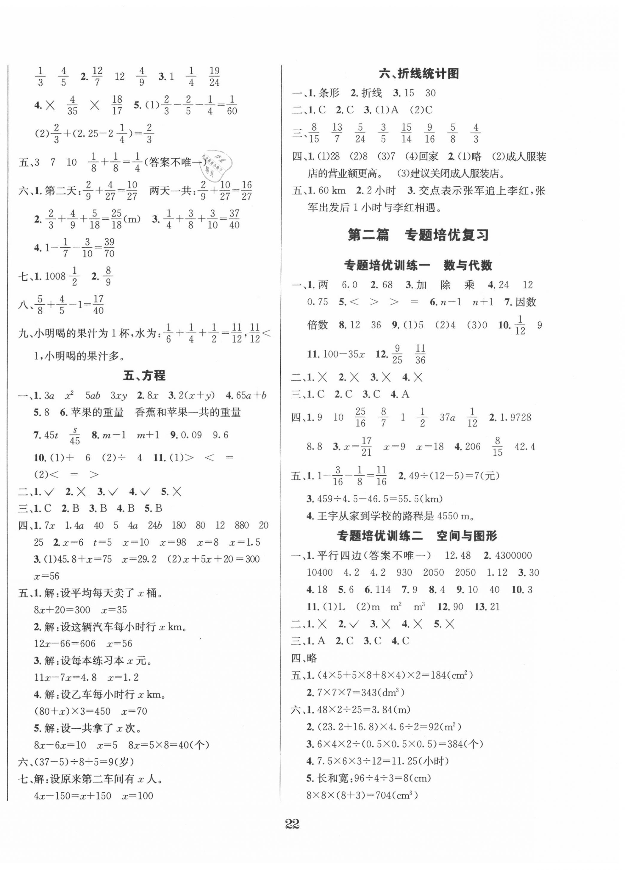 2020年开心暑假总复习五年级数学人教版 第2页