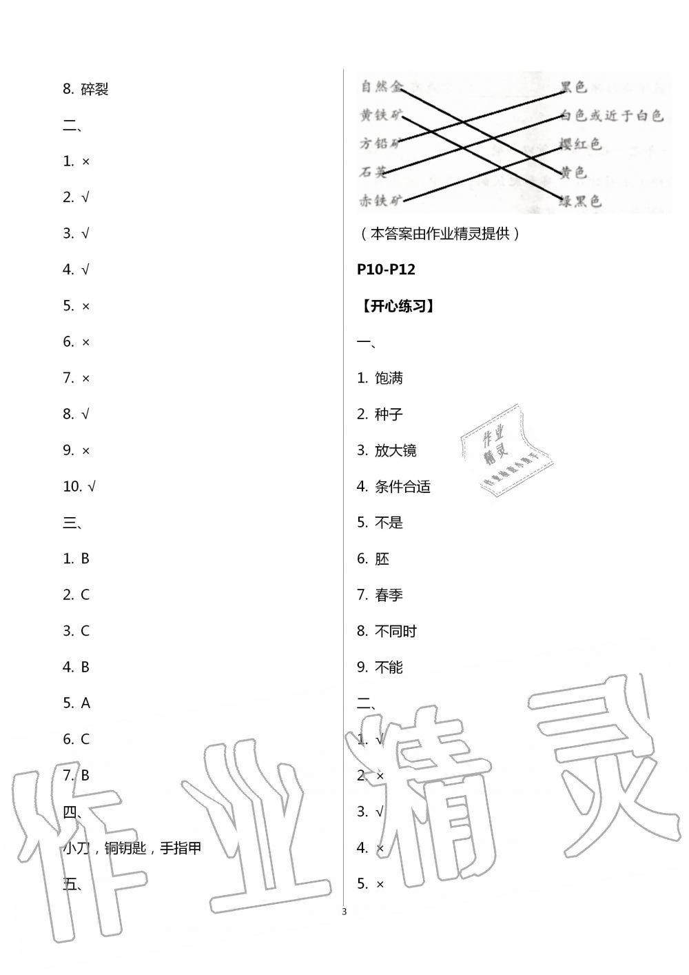 2020年长江暑假作业三年级科学崇文书局 第3页