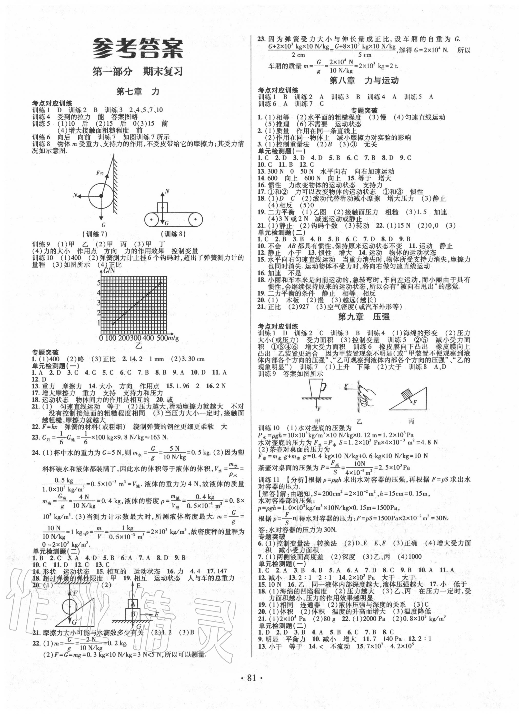 2020年阳光假期年度总复习暑假八年级物理教科版电子科技大学出版社 第1页