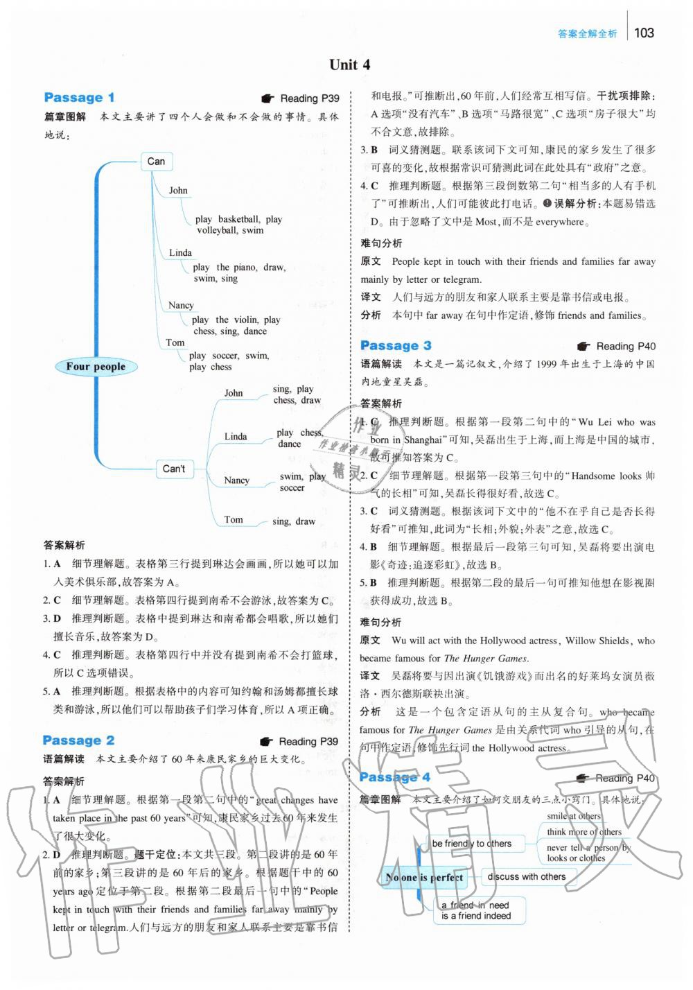 2020年53English英語(yǔ)閱讀理解150篇＋50篇七年級(jí) 參考答案第9頁(yè)