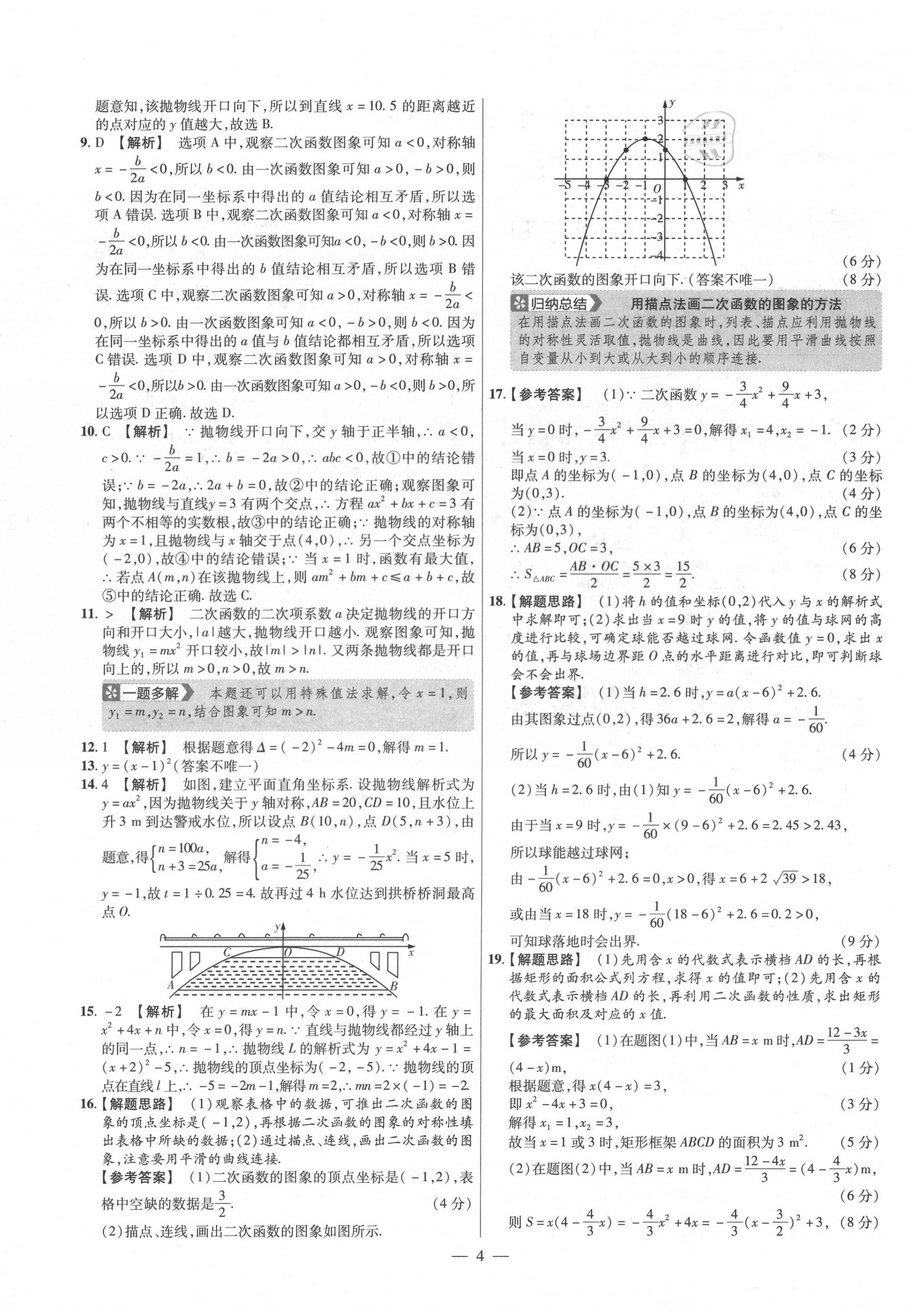 2020年金考卷活页题选九年级数学上册人教版 参考答案第4页